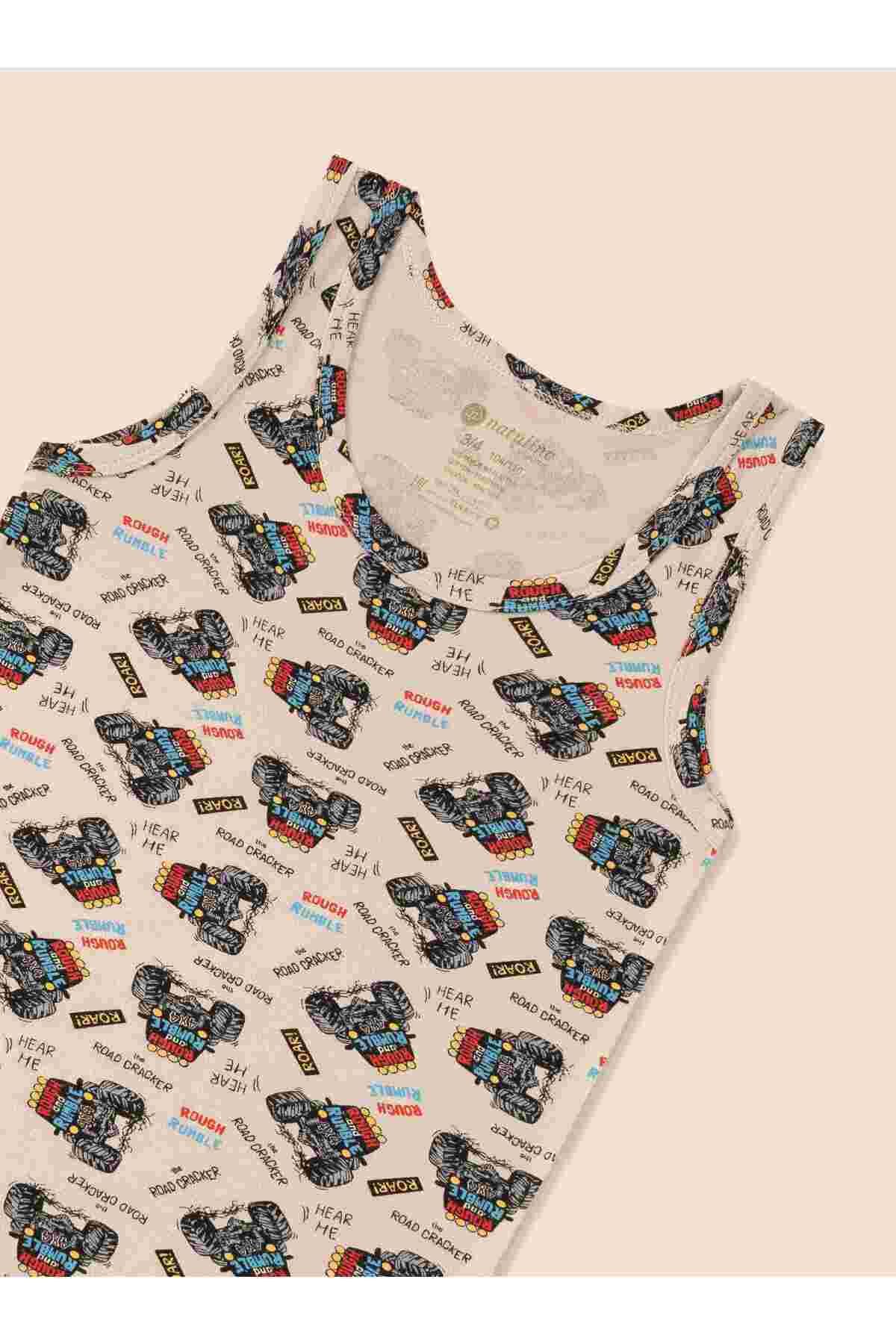 Erkek Çocuk Organik Pamuklu Likralı Atlet Araba Empirme 6'lı Paket