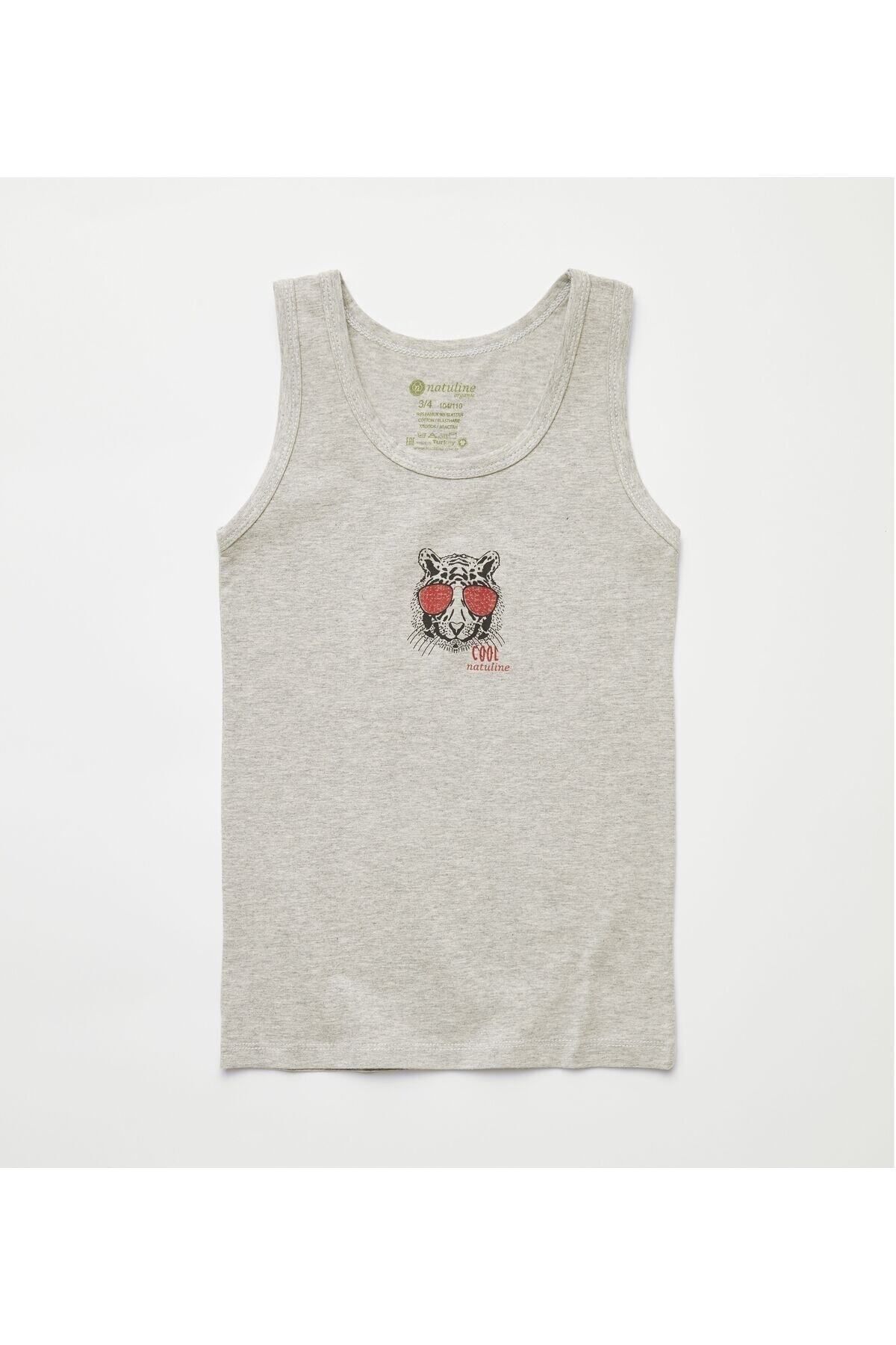 Erkek Çocuk Organik Pamuklu Likralı Atlet Cool Tiger 4'lü Paket