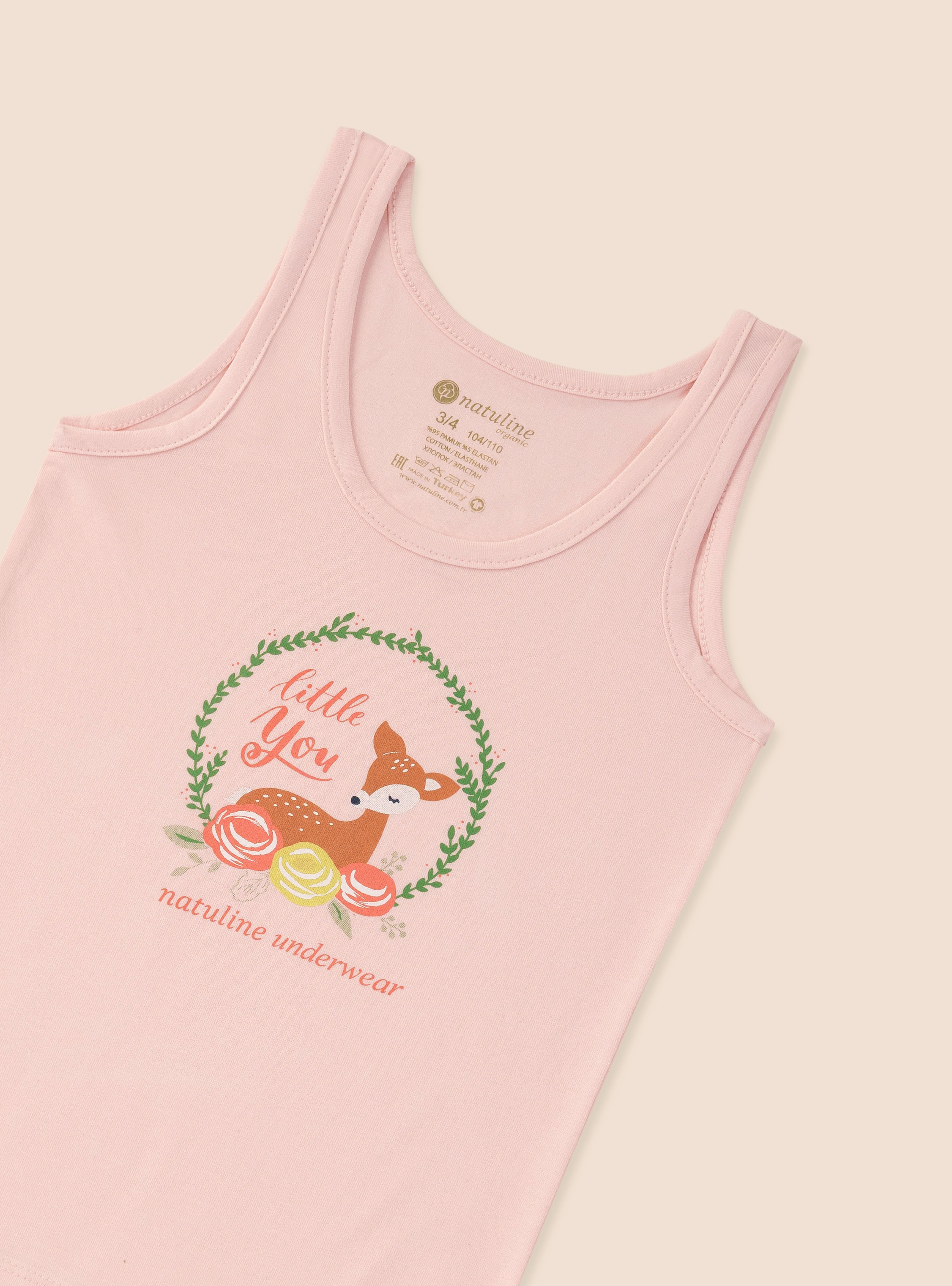 Kız Çocuk Organik Pamuklu Likrali Atlet Little You 3'lü Paket