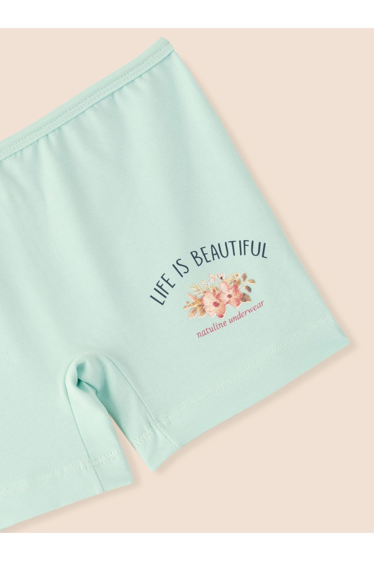 Kız Çocuk Organik Pamuklu Likralı Boxer Life İs Beautiful 6'lı Paket