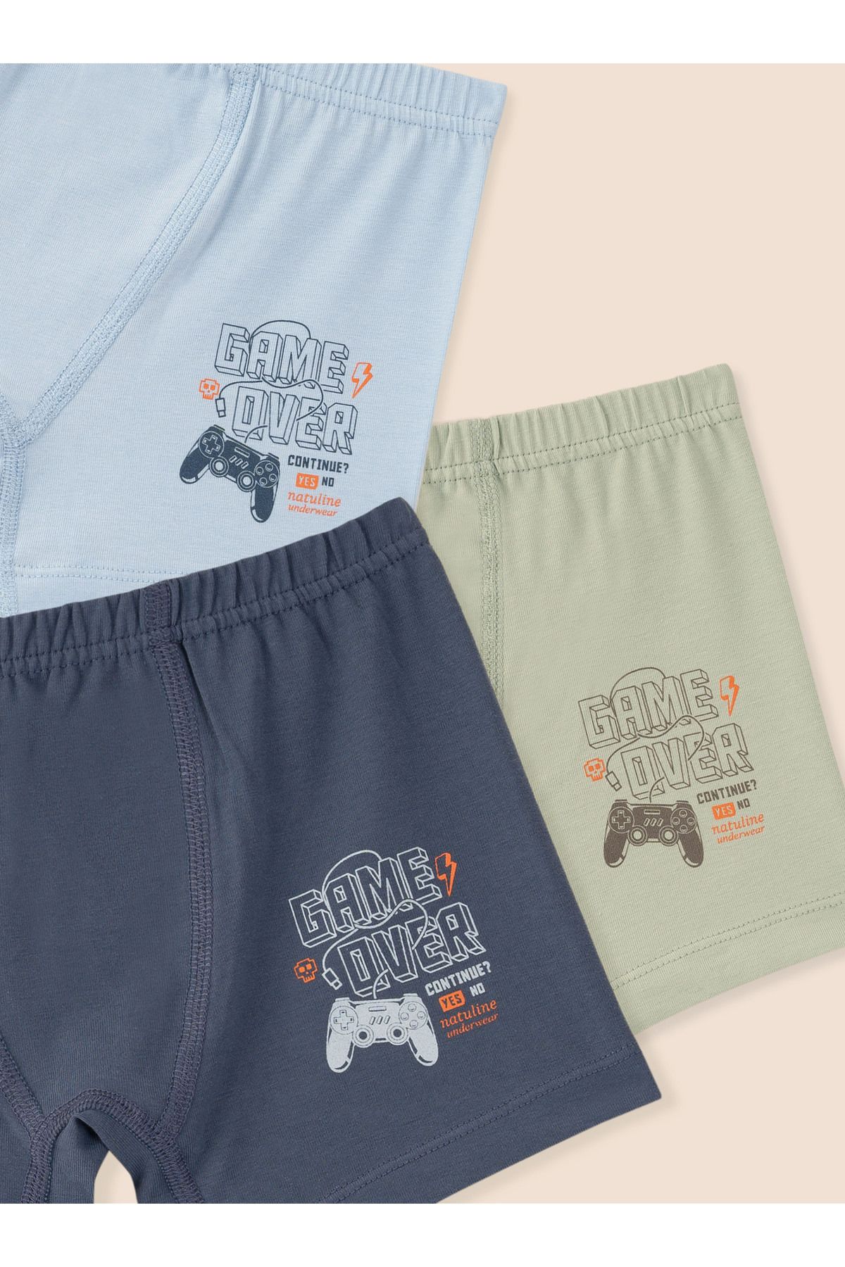 Erkek Çocuk Organik Pamuklu Likralı Boxer Game Over 6'lı Paket