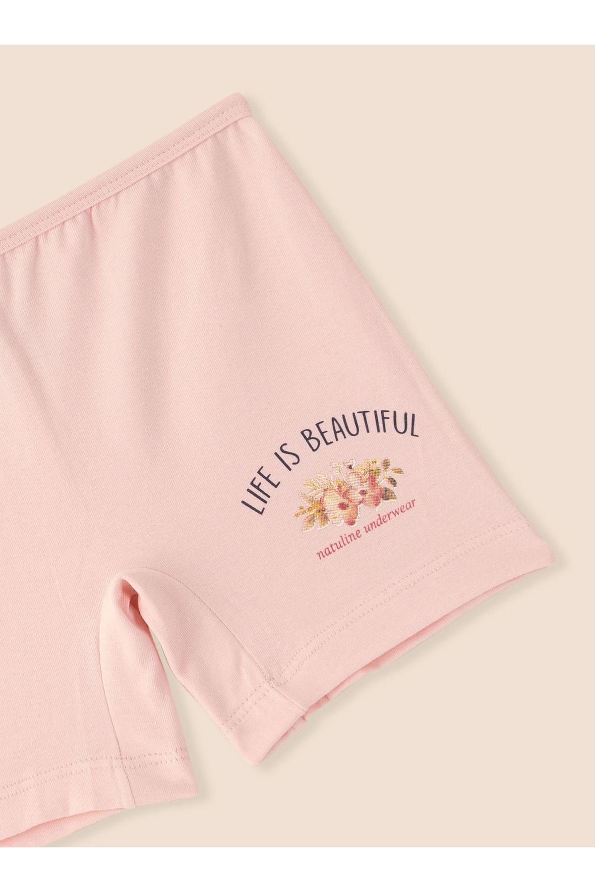 Kız Çocuk Organik Pamuklu Likralı Boxer Life İs Beautiful 6'lı Paket