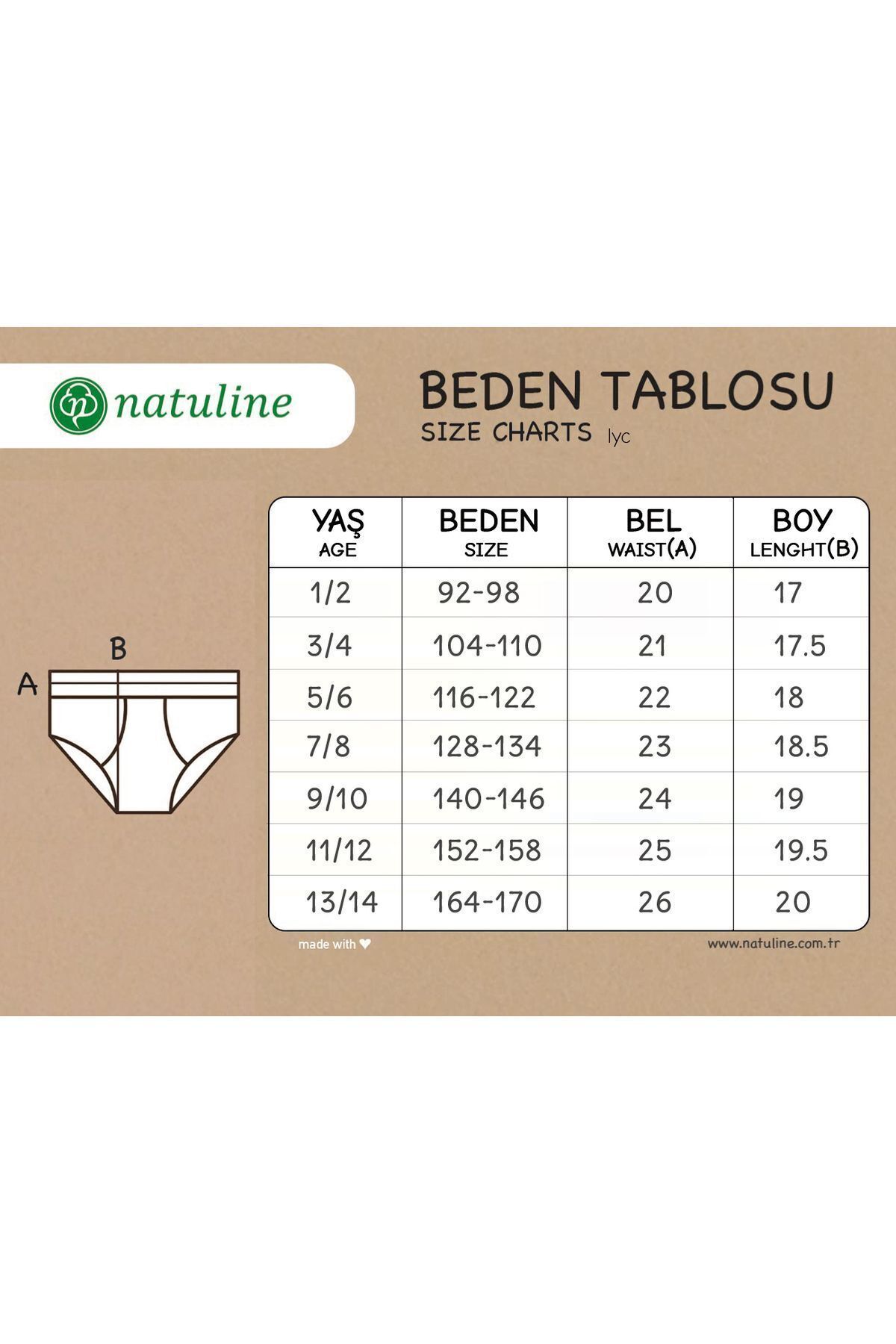 Kız Çocuk Organik Pamuklu Likralı Külot Empirme Love 6'lı Paket