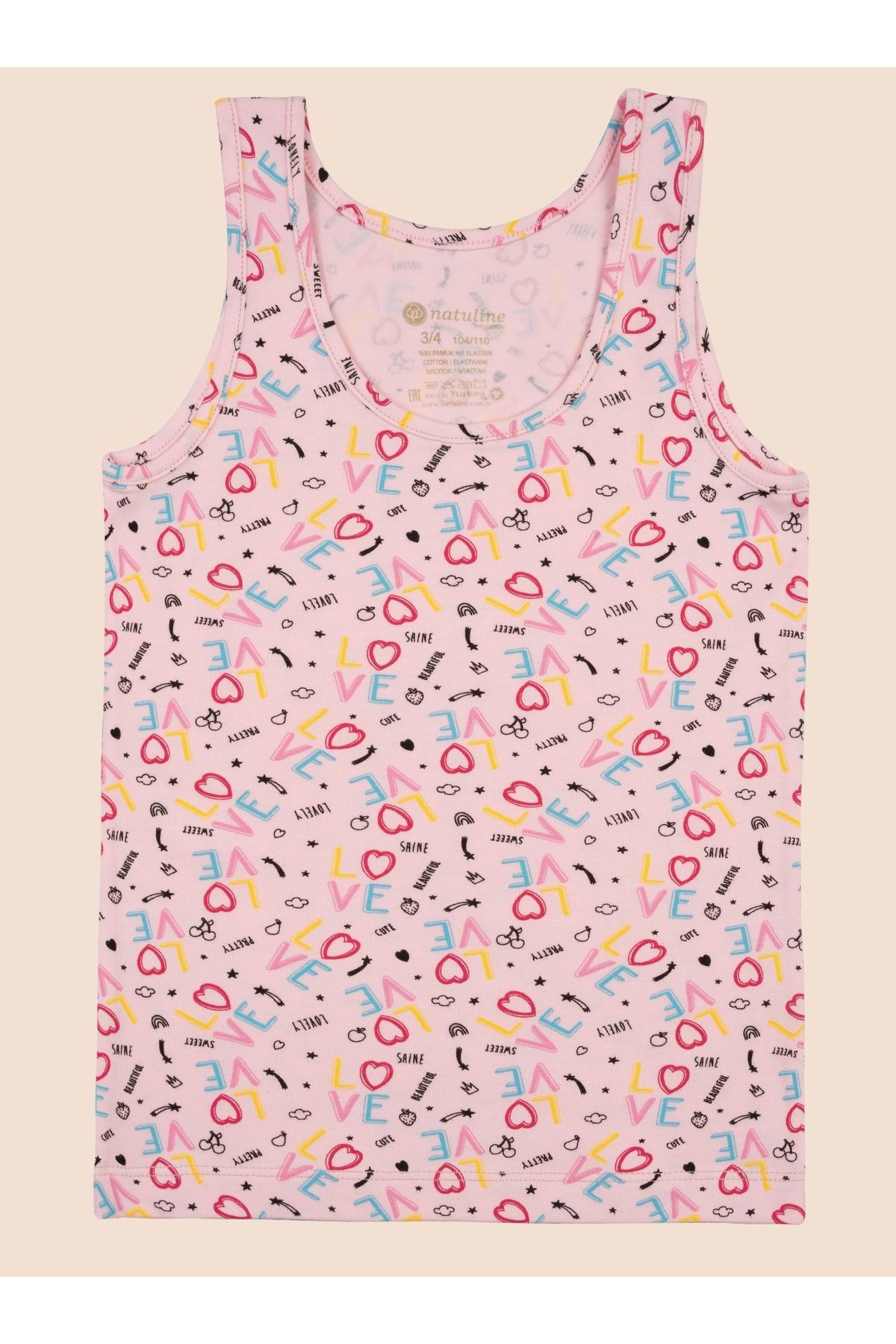 Kız Çocuk Organik Pamuklu likralı Atlet Empirme Love 6'lı Paket