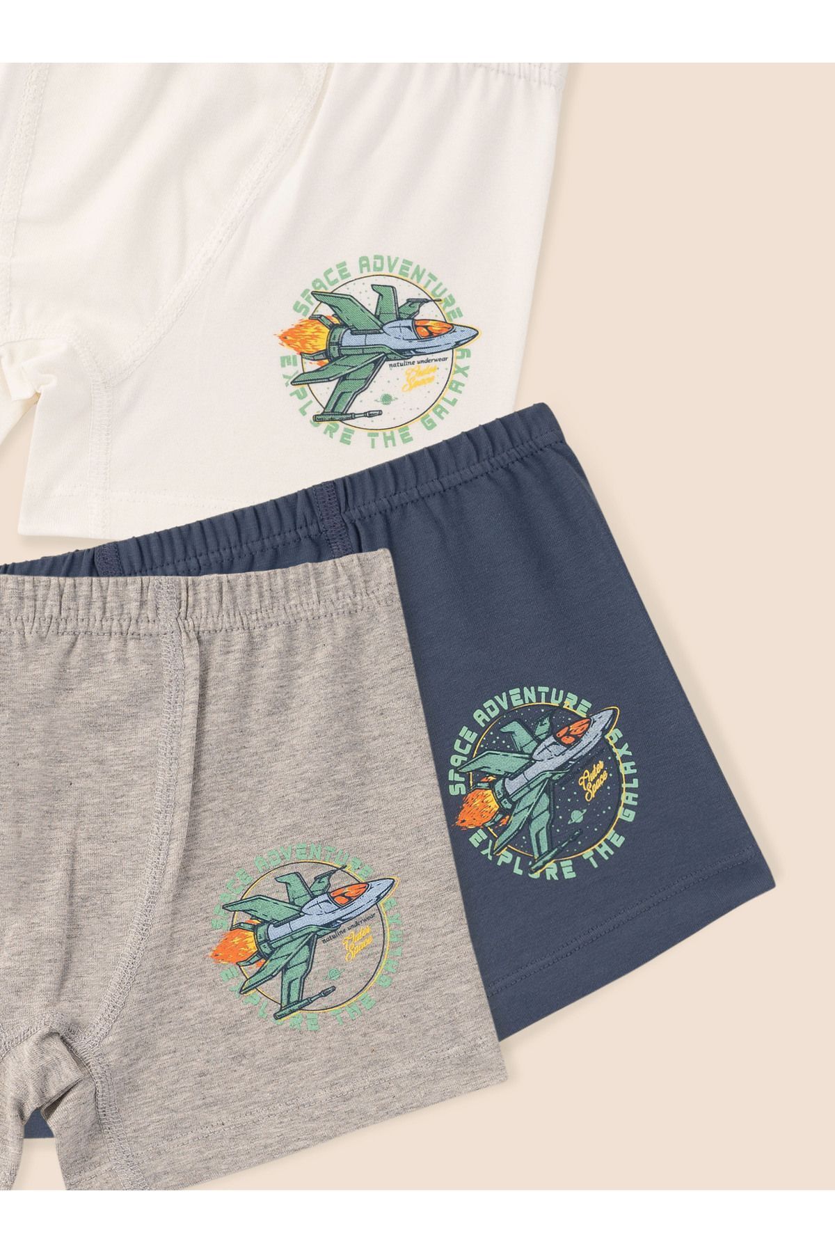 Erkek Çocuk Organik Pamuklu Likralı Boxer Space Adventure 6'lı Paket