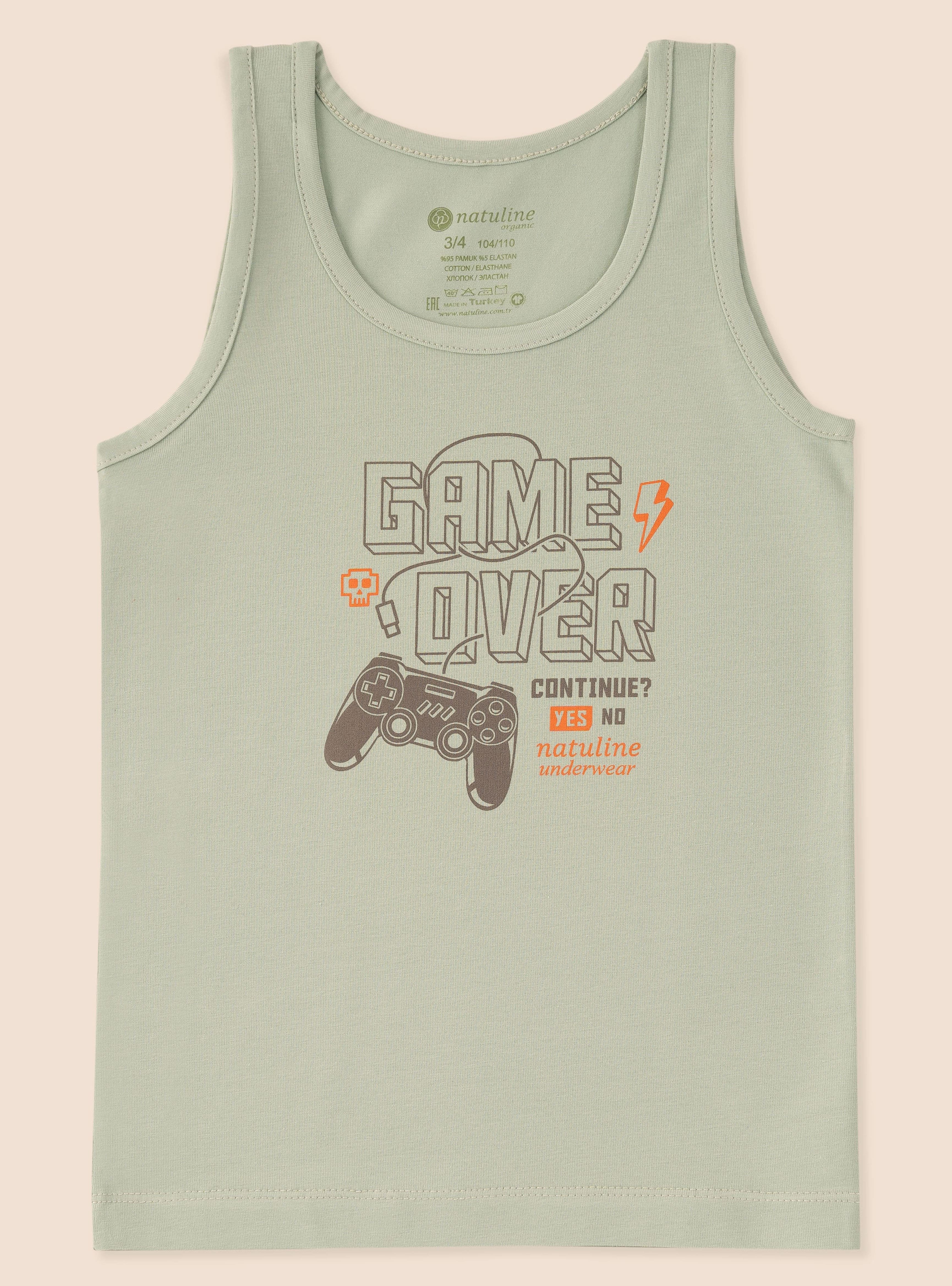 Erkek Çocuk Organik Pamuklu Likralı Atlet Game Over 3'lü Paket