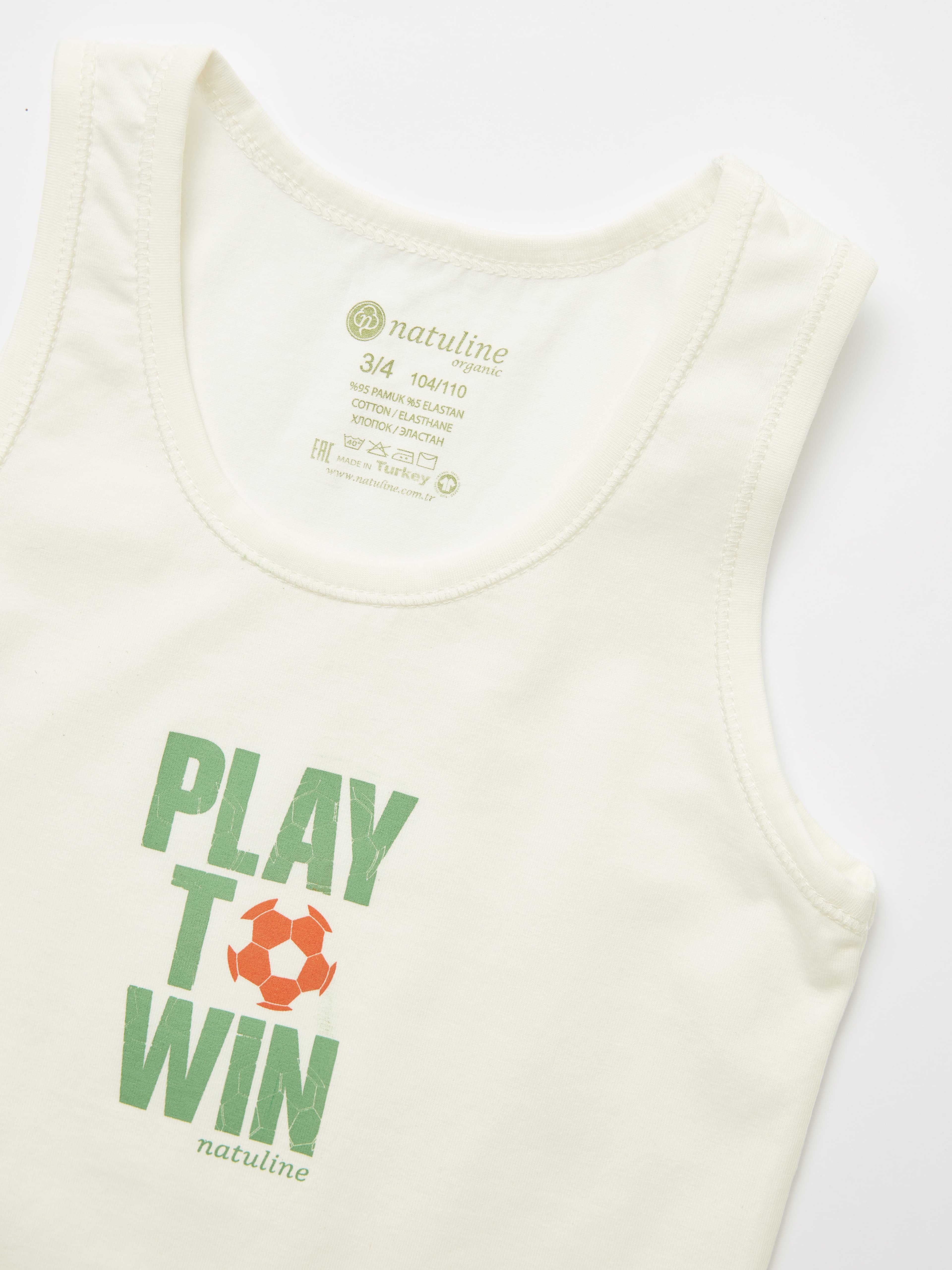 Erkek Çocuk Organik Pamuklu Likralı Atlet Play To Win 2'li Paket