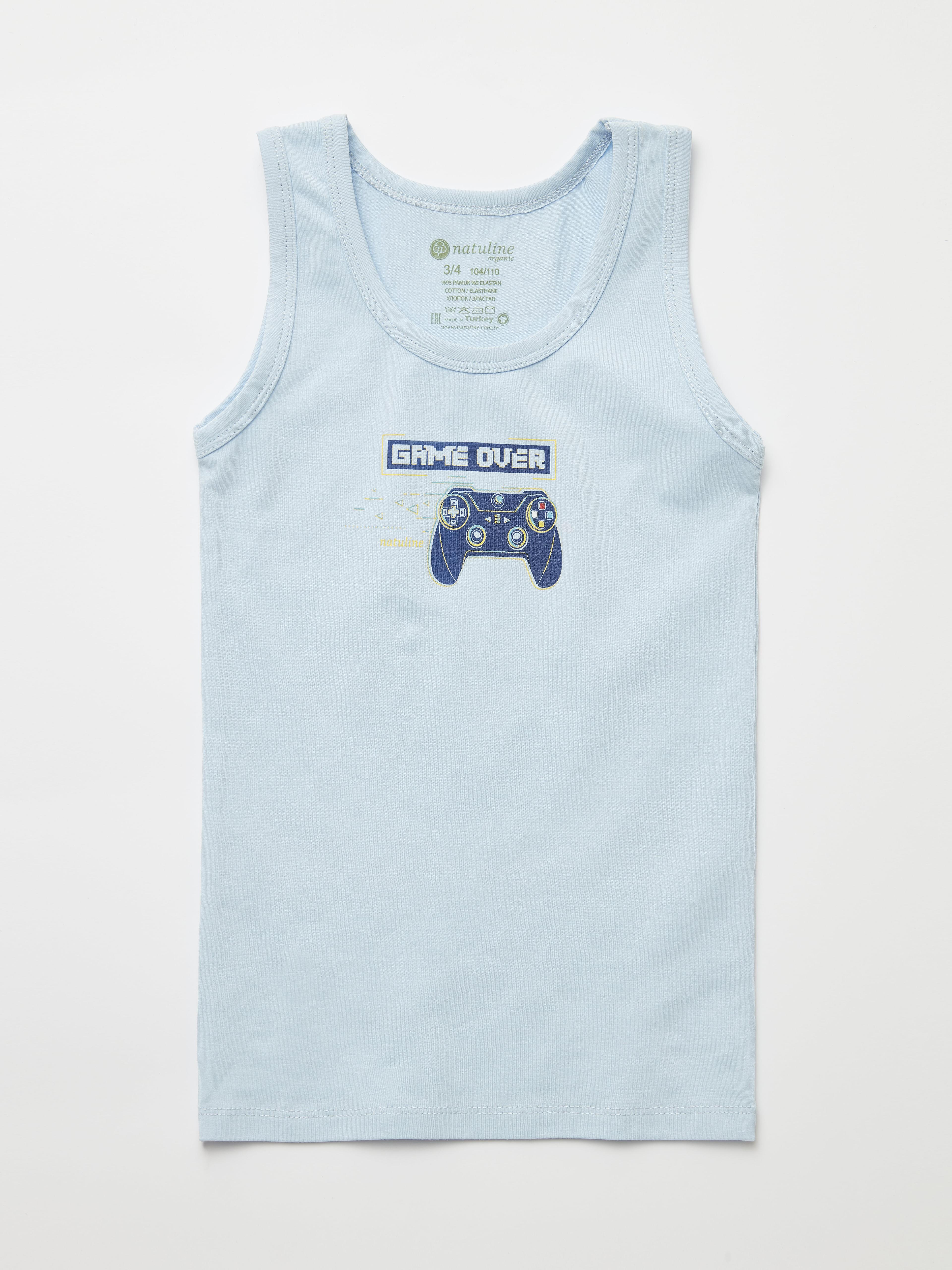 Erkek Çocuk Organik Pamuklu Likralı Atlet Game Over 2'li Paket