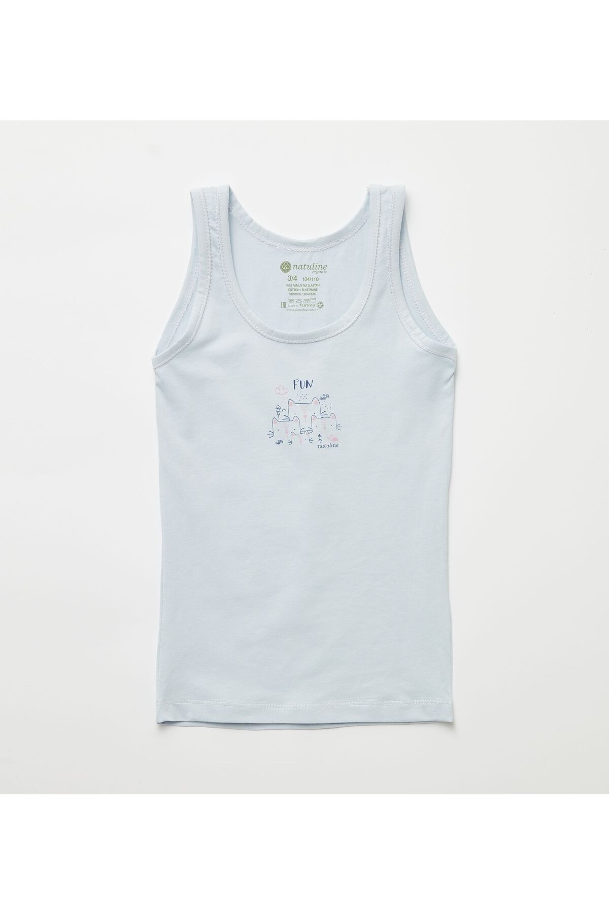 Kız Çocuk Organik Pamuklu Likralı Atlet Fun Cat 4'lü Paket