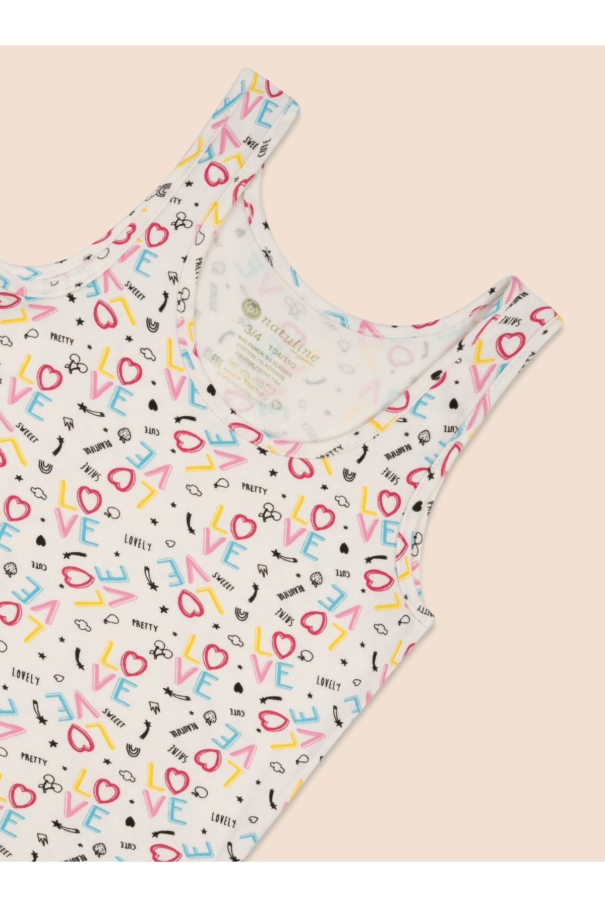 Kız Çocuk Organik Pamuklu likralı Atlet Empirme Love 6'lı Paket