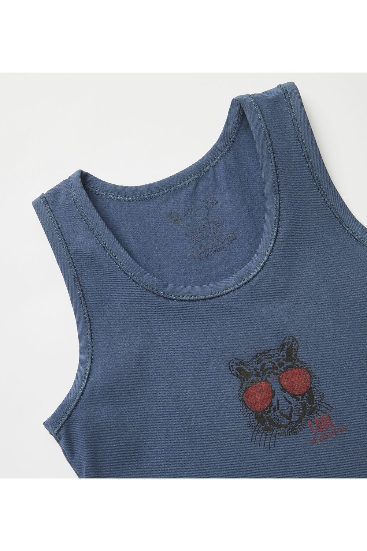 Erkek Çocuk Organik Pamuklu Likralı Atlet Cool Tiger 4'lü Paket