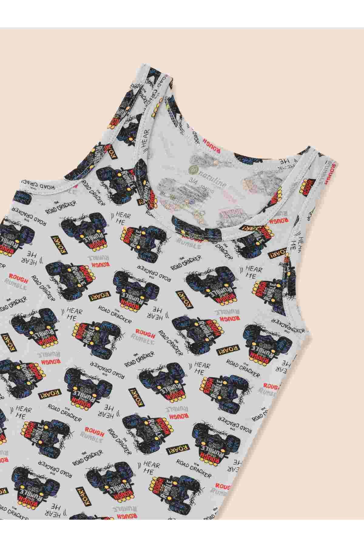 Erkek Çocuk Organik Pamuklu Likralı Atlet Araba Empirme 6'lı Paket