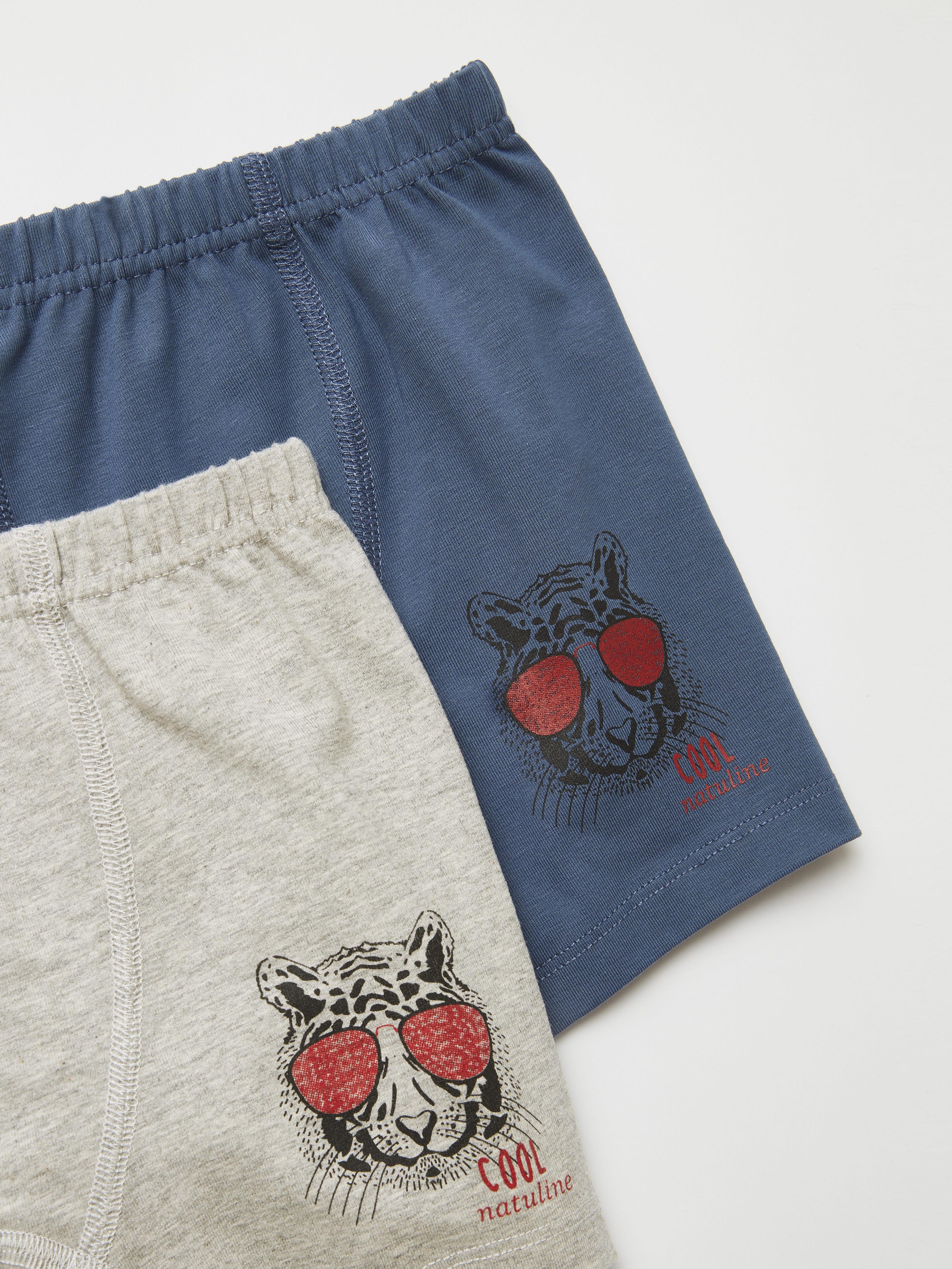 Erkek Çocuk Organik Pamuklu Likralı Boxer Cool Tiger 2'li Paket