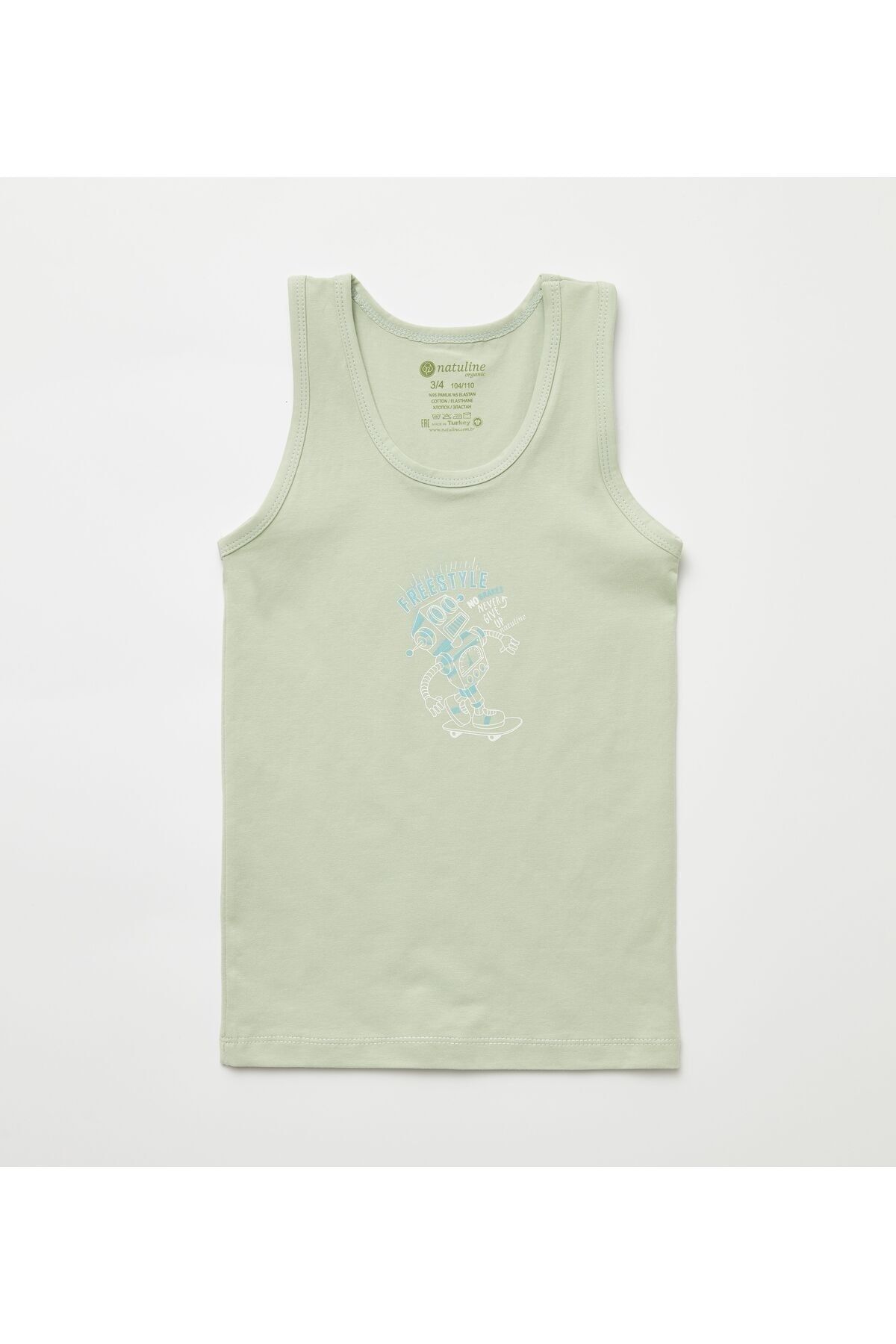 Erkek Çocuk Organik Pamuklu Likralı Atlet Freestyle Robot 4'lü Paket