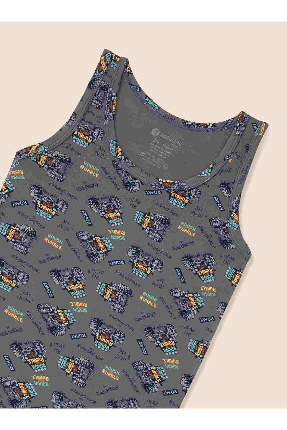 Erkek Çocuk Organik Pamuklu Likralı Atlet Araba Empirme 6'lı Paket