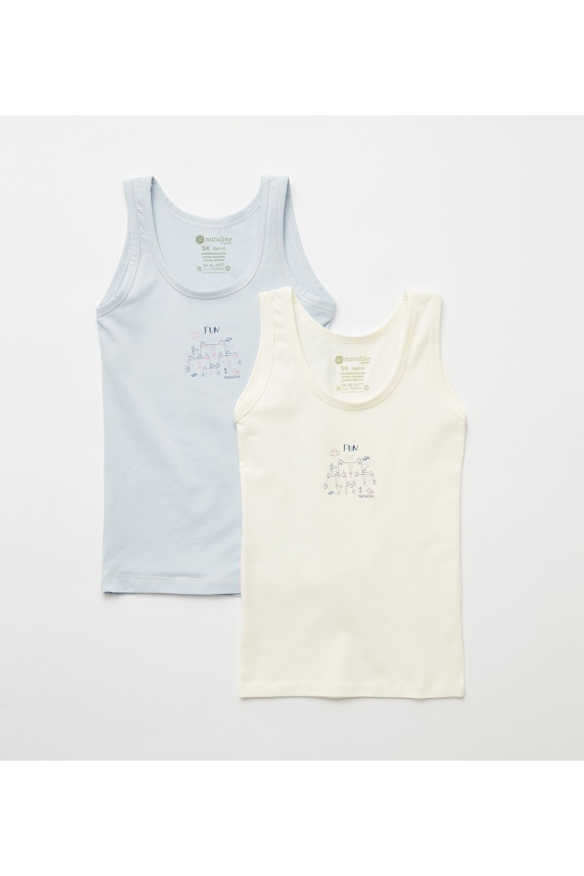 Kız Çocuk Organik Pamuklu Likralı Atlet Fun Cat 4'lü Paket