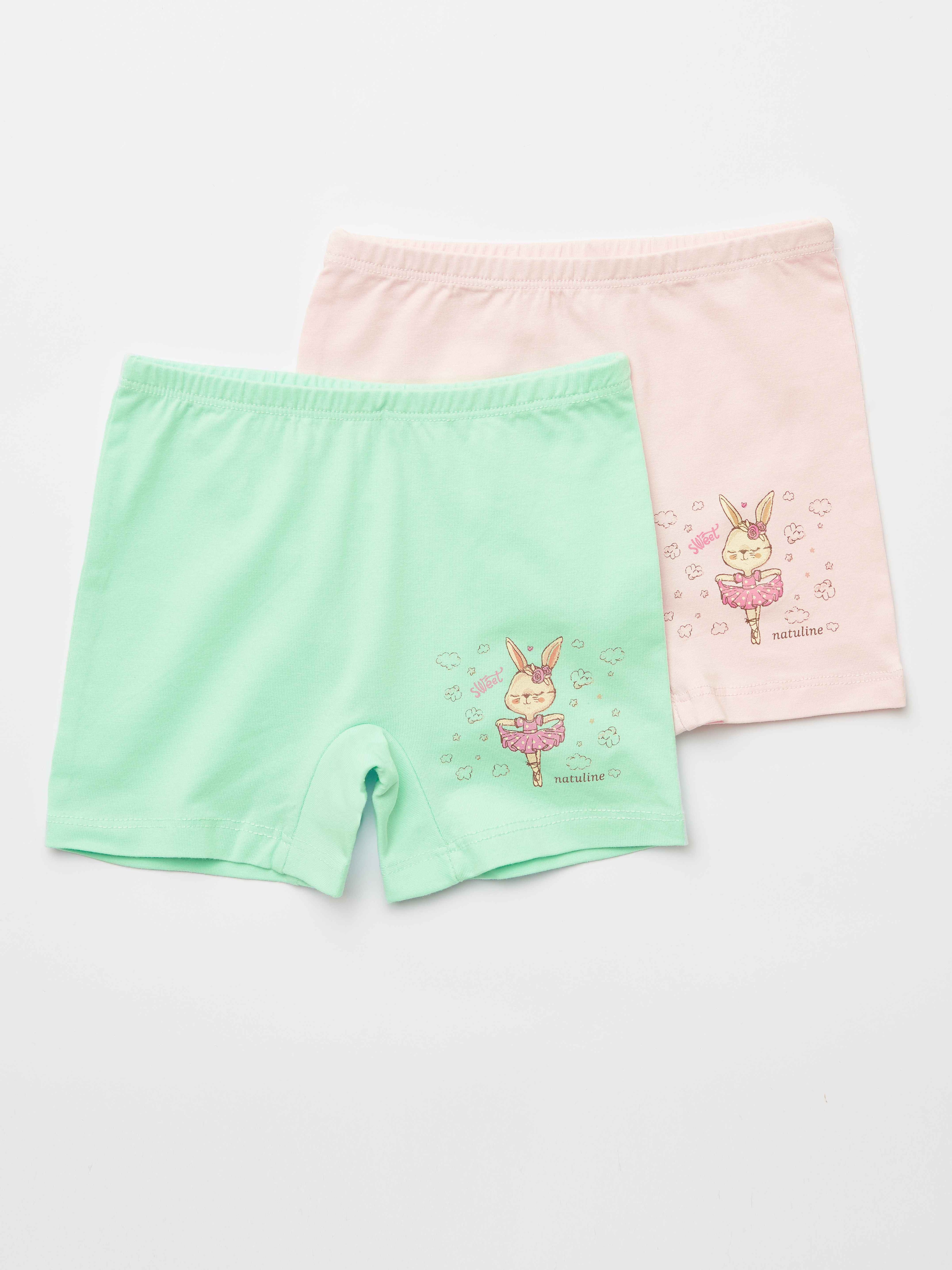 Kız Çocuk Organik Pamuklu Likralı Boxer Sweet Rabbit 2'li Paket