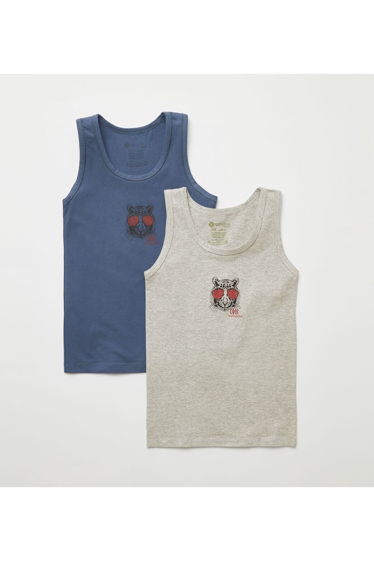 Erkek Çocuk Organik Pamuklu Likralı Atlet Cool Tiger 4'lü Paket