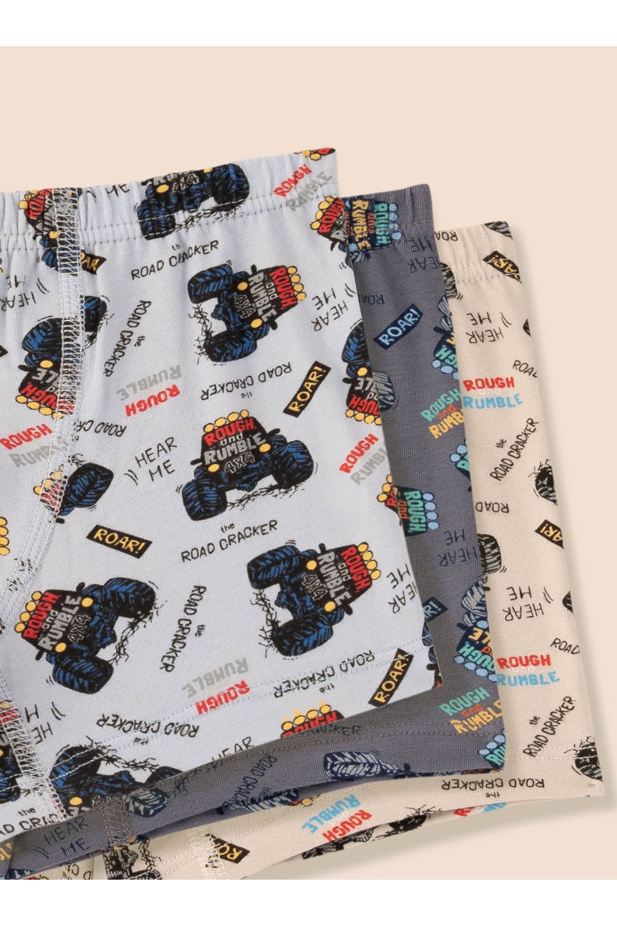 Erkek Çocuk Organik Pamuklu Likralı Boxer Araba Empirme 6'lı Paket