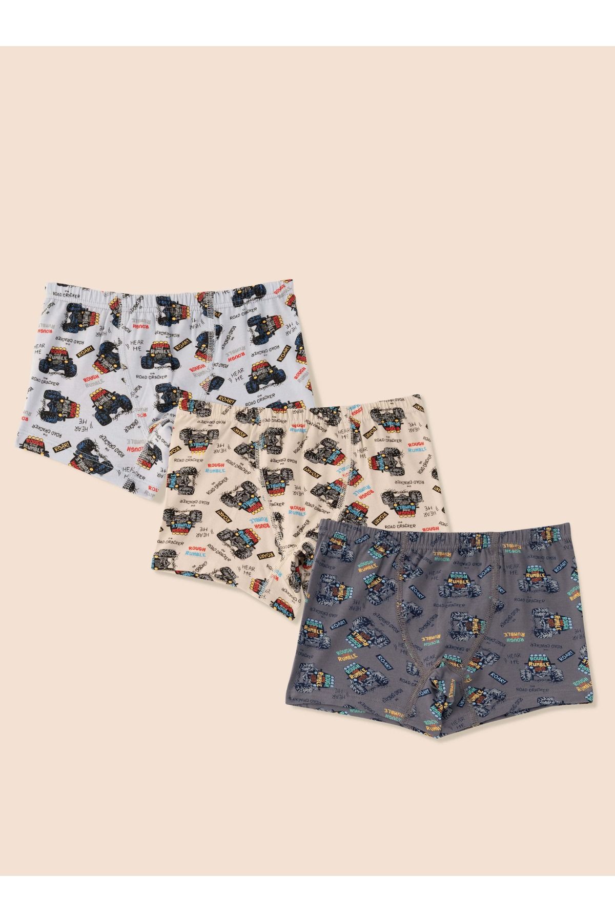 Erkek Çocuk Organik Pamuklu Likralı Boxer Araba Empirme 6'lı Paket