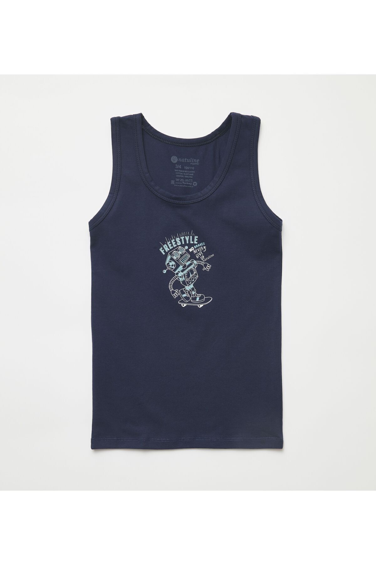 Erkek Çocuk Organik Pamuklu Likralı Atlet Freestyle Robot 4'lü Paket