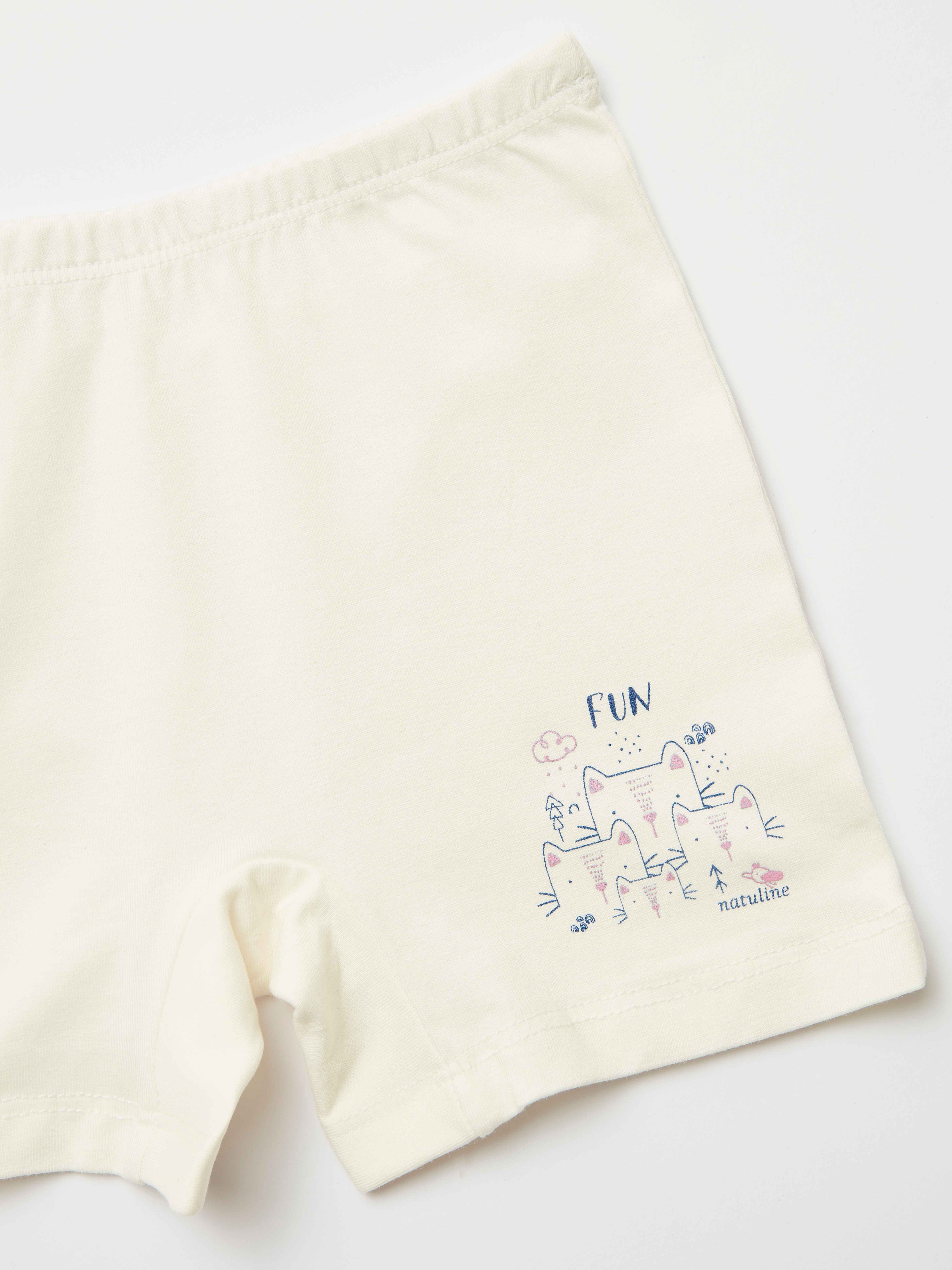 Kız Çocuk Organik Pamuklu Likralı Boxer Fun Cat 2'li Paket