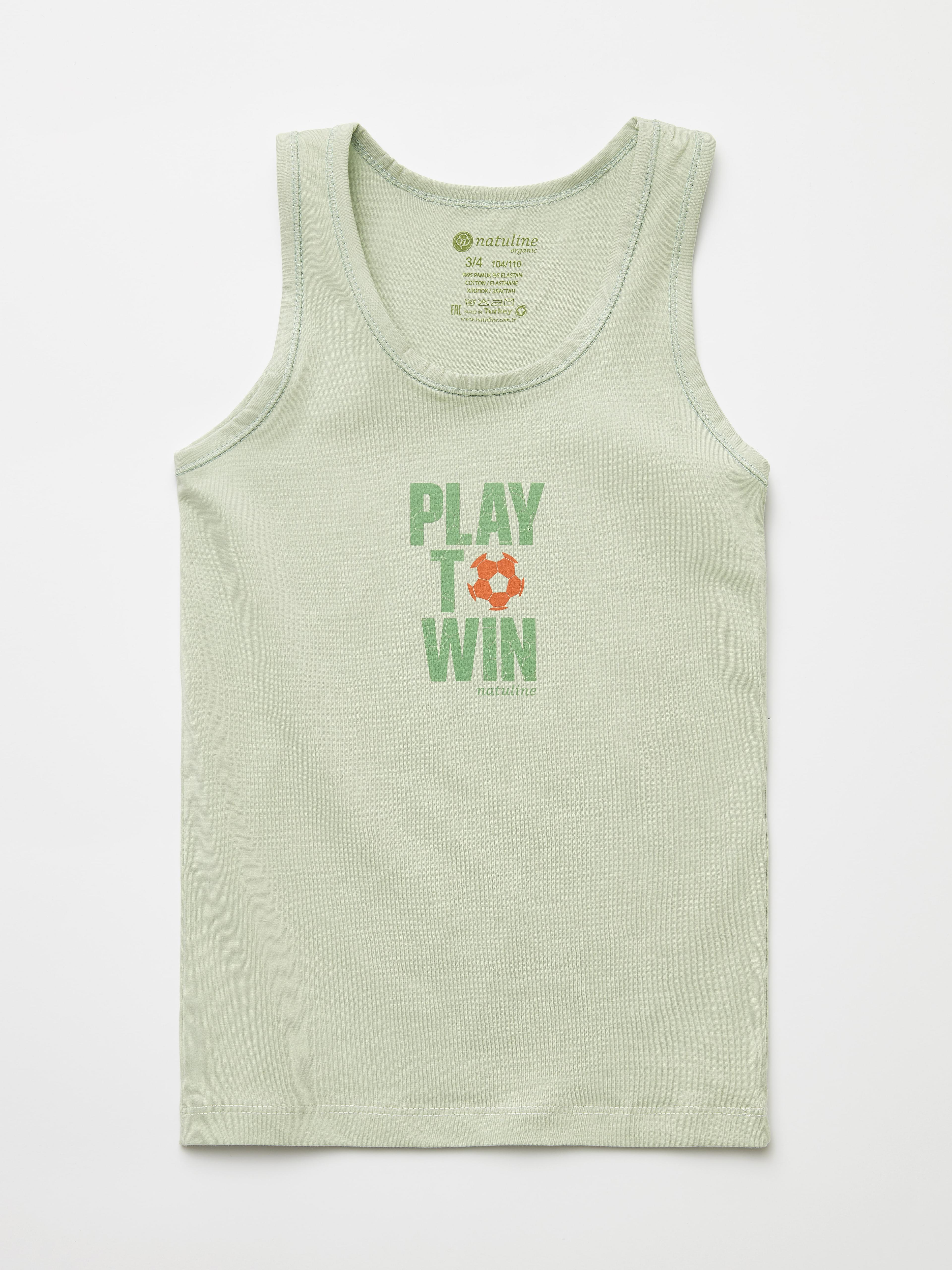 Erkek Çocuk Organik Pamuklu Likralı Atlet Play To Win 2'li Paket