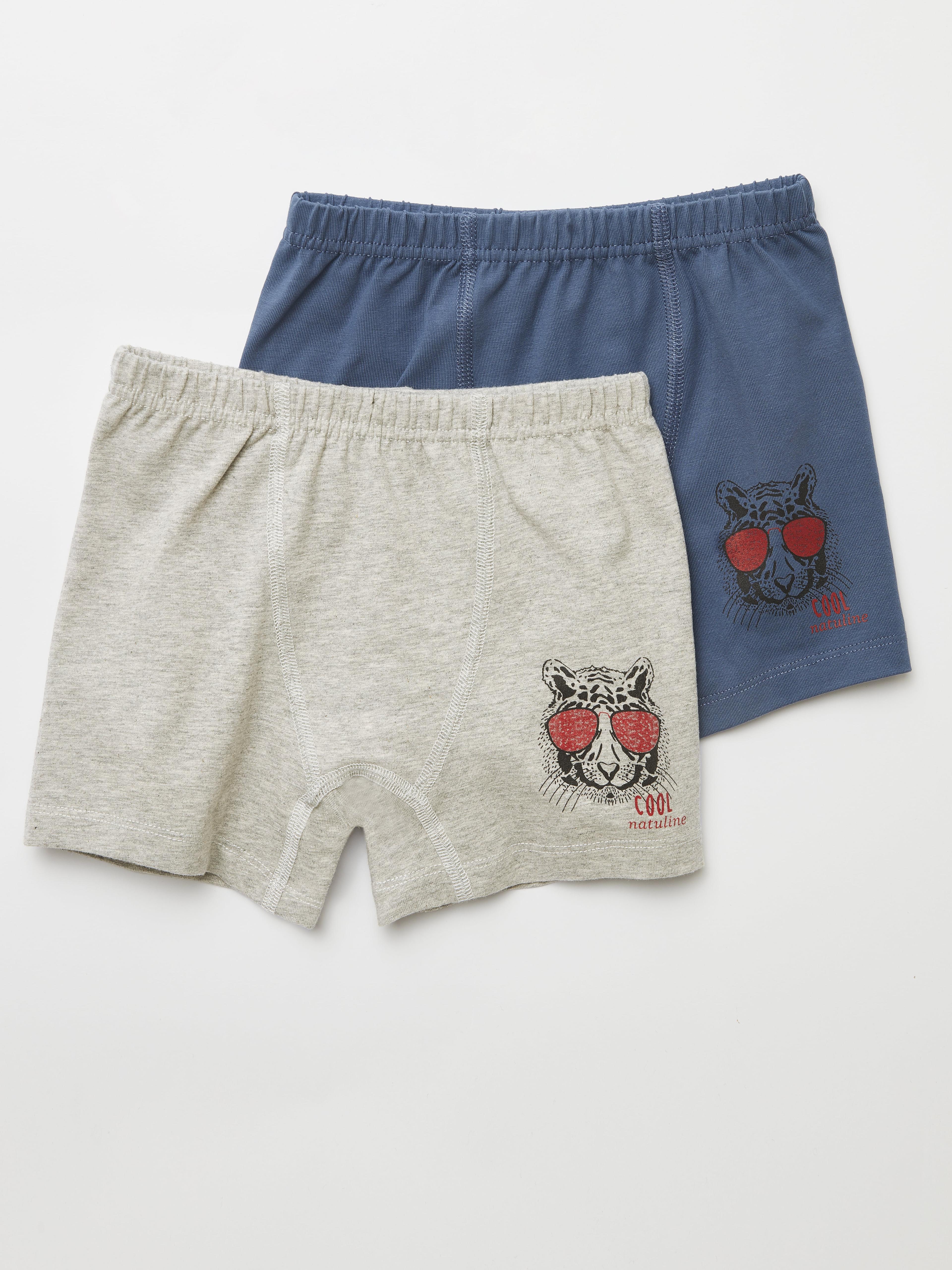 Erkek Çocuk Organik Pamuklu Likralı Boxer Cool Tiger 2'li Paket