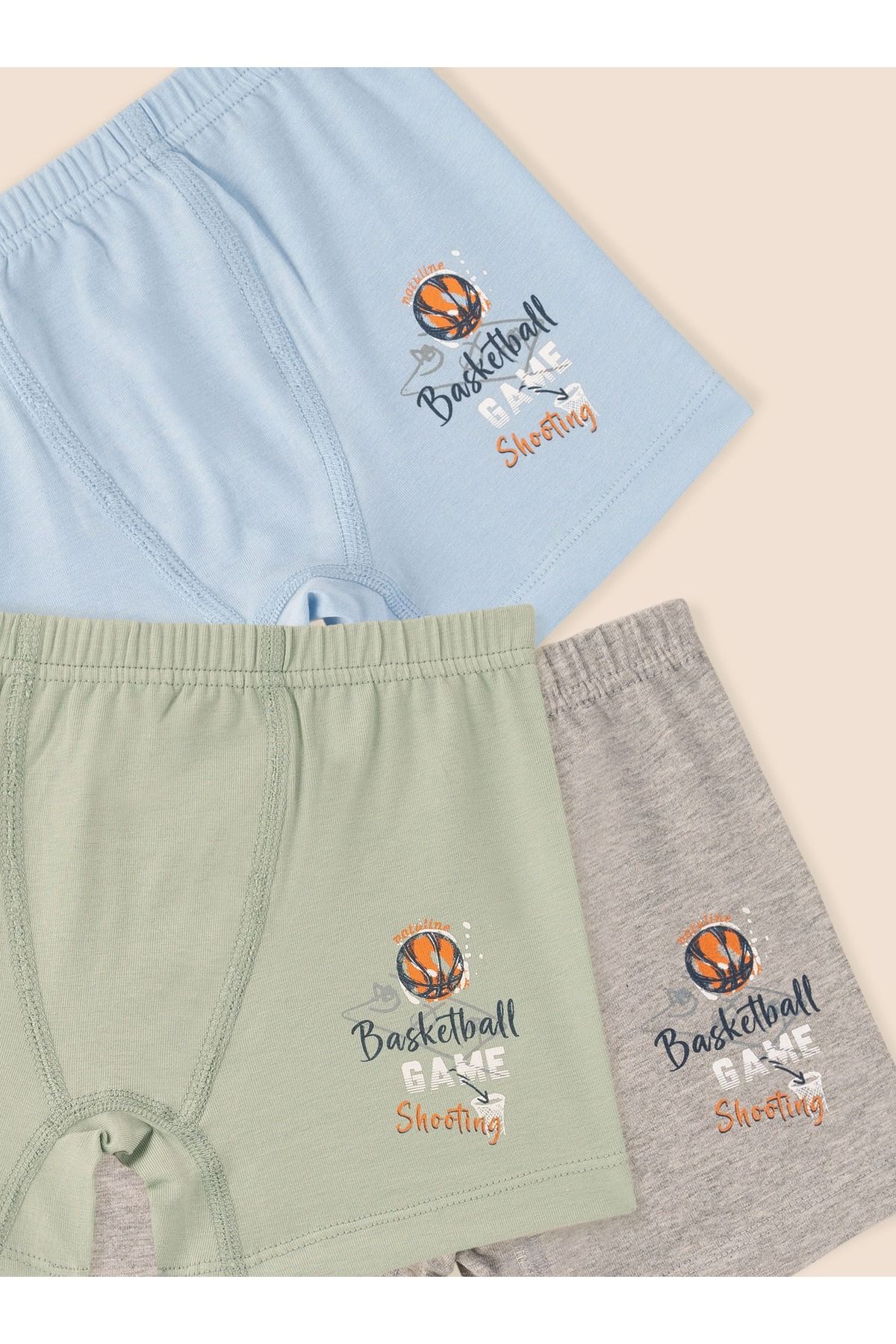 Erkek Çocuk Organik Pamuklu Likralı Boxer Basketball Game 6'lı Paket