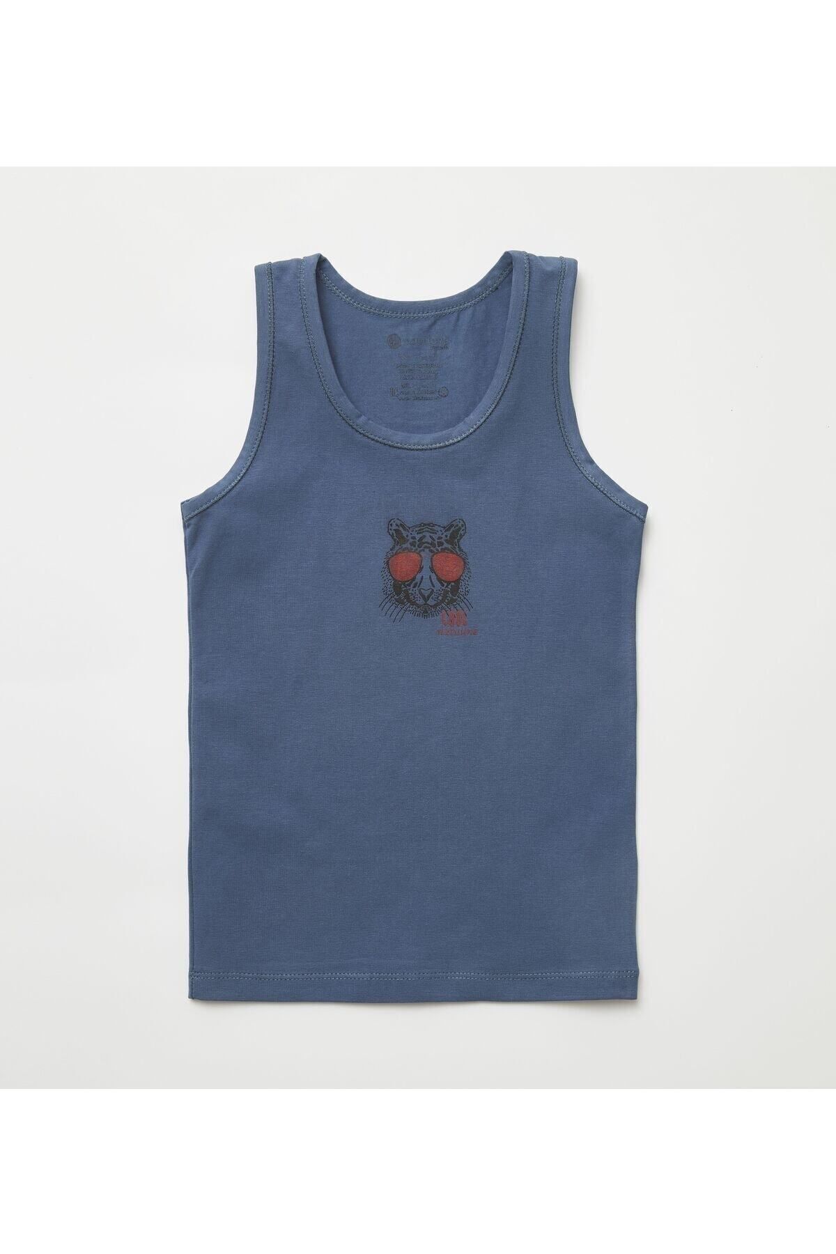 Erkek Çocuk Organik Pamuklu Likralı Atlet Cool Tiger 4'lü Paket