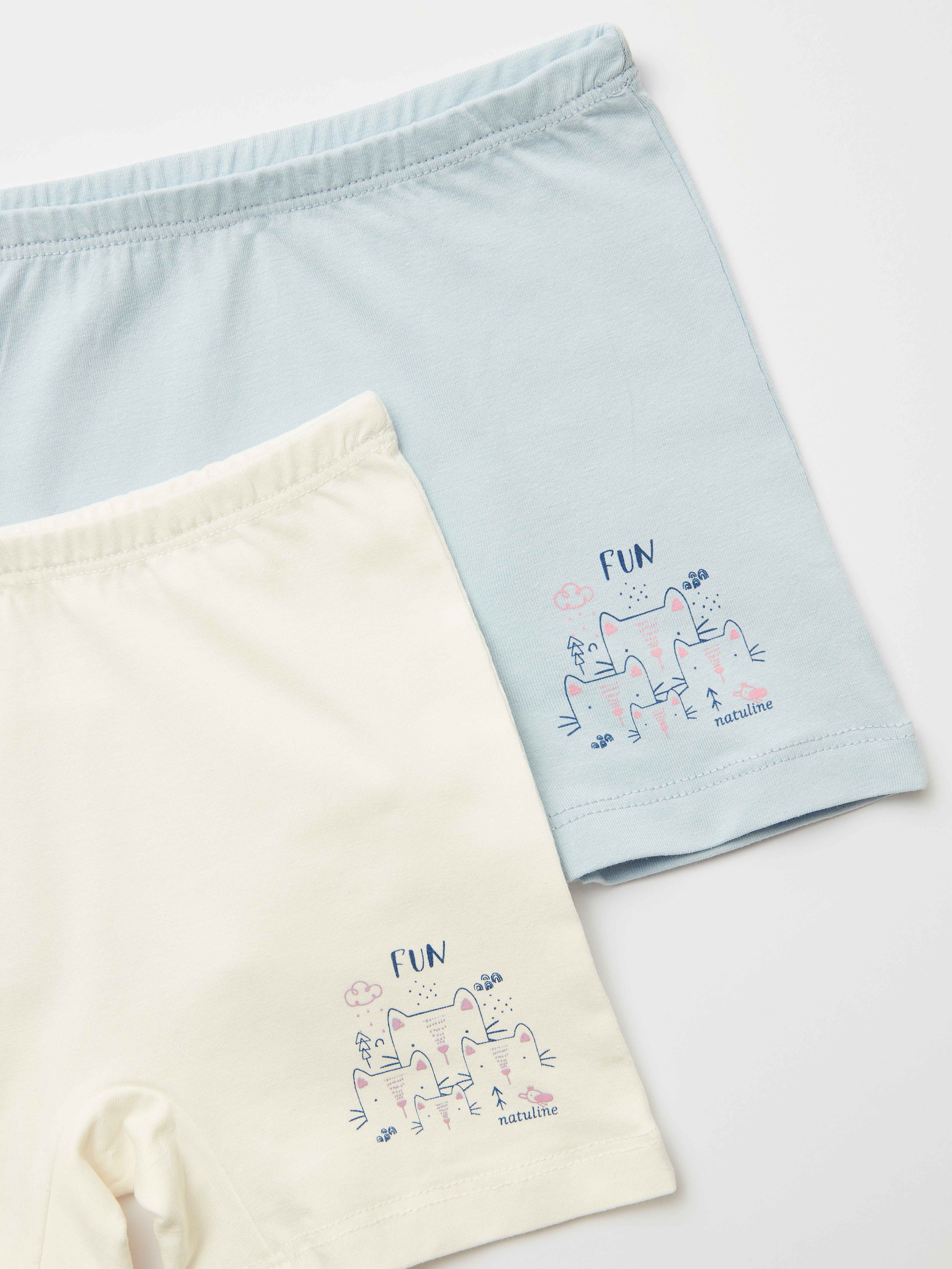 Kız Çocuk Organik Pamuklu Likralı Boxer Fun Cat 2'li Paket