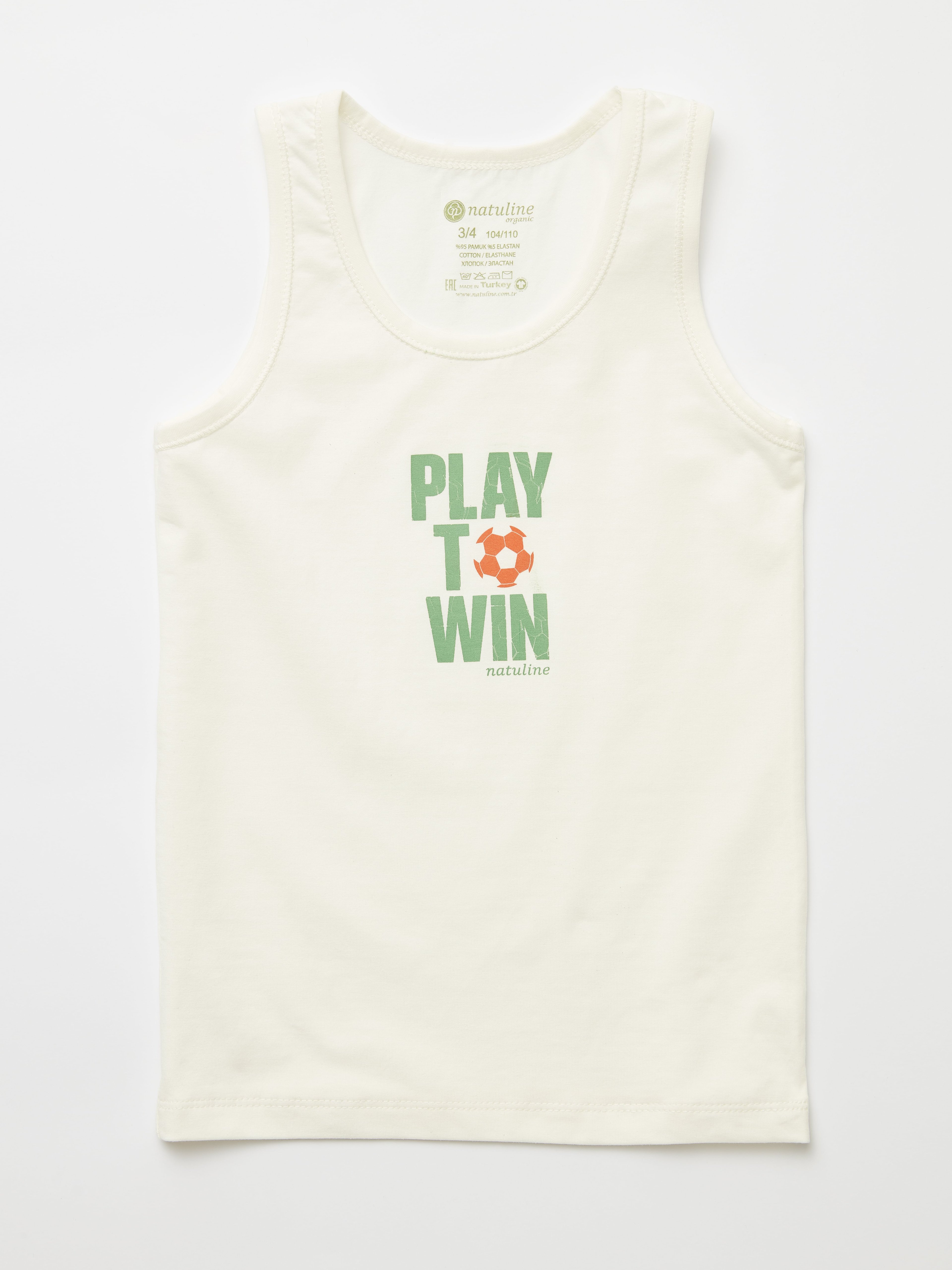 Erkek Çocuk Organik Pamuklu Likralı Atlet Play To Win 2'li Paket