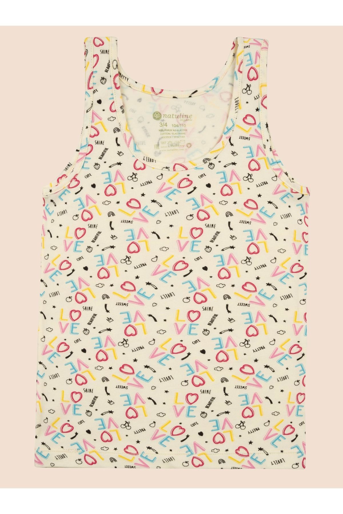 Kız Çocuk Organik Pamuklu likralı Atlet Empirme Love 6'lı Paket