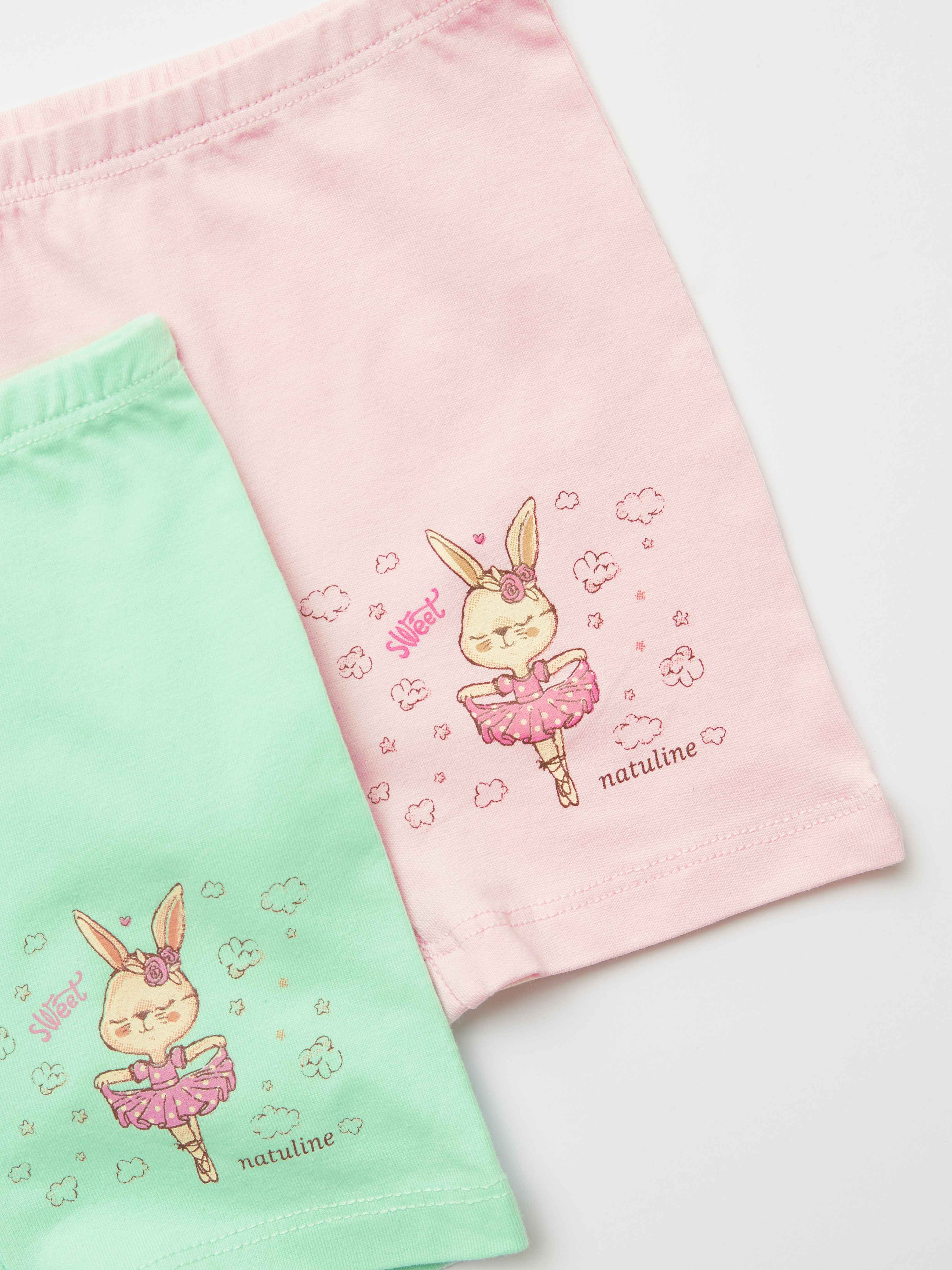 Kız Çocuk Organik Pamuklu Likralı Boxer Sweet Rabbit 2'li Paket