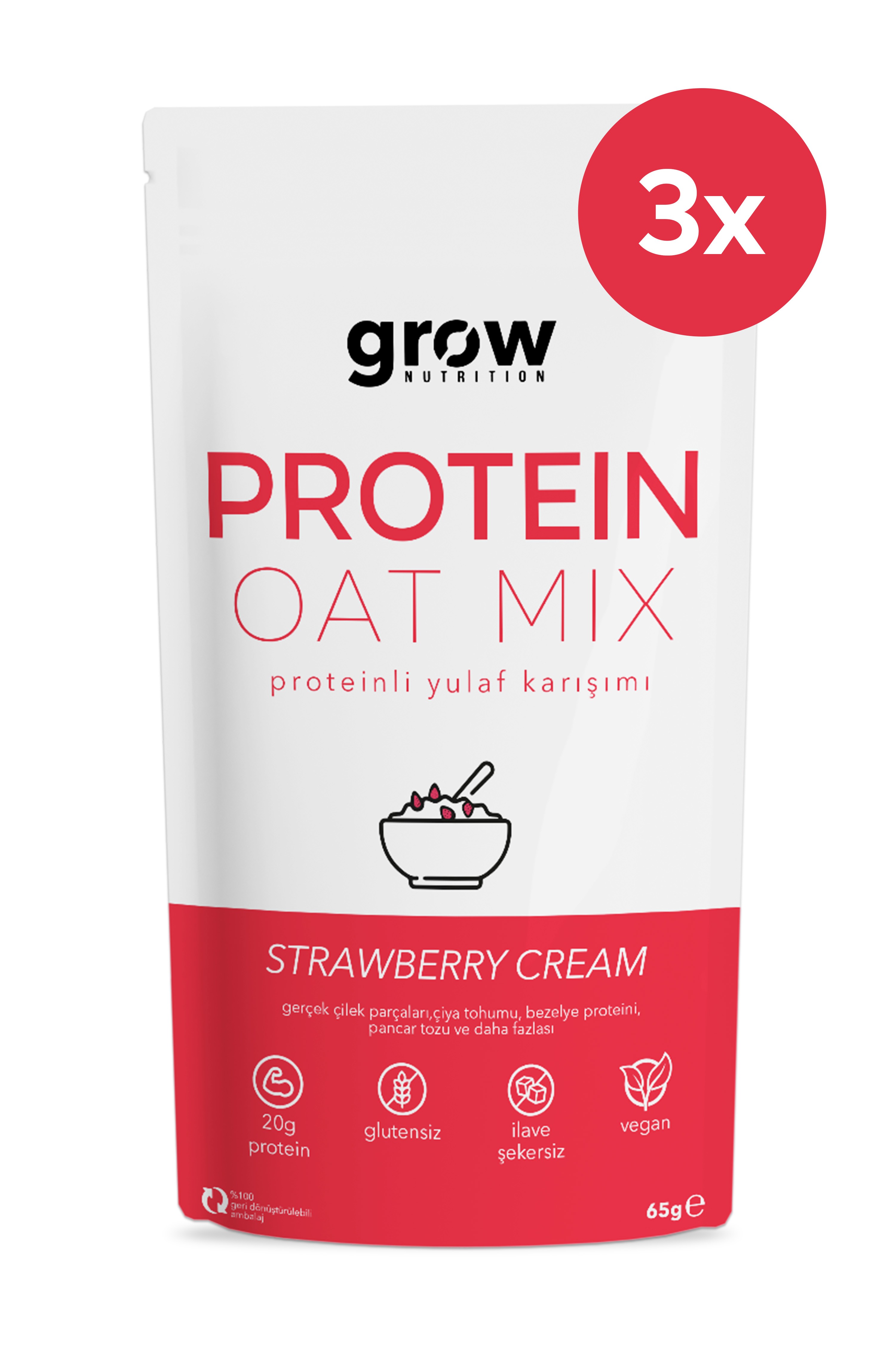 Protein Oat Mix - 3'lü Tanışma Paketi - Strawberry Cream (3'lü)