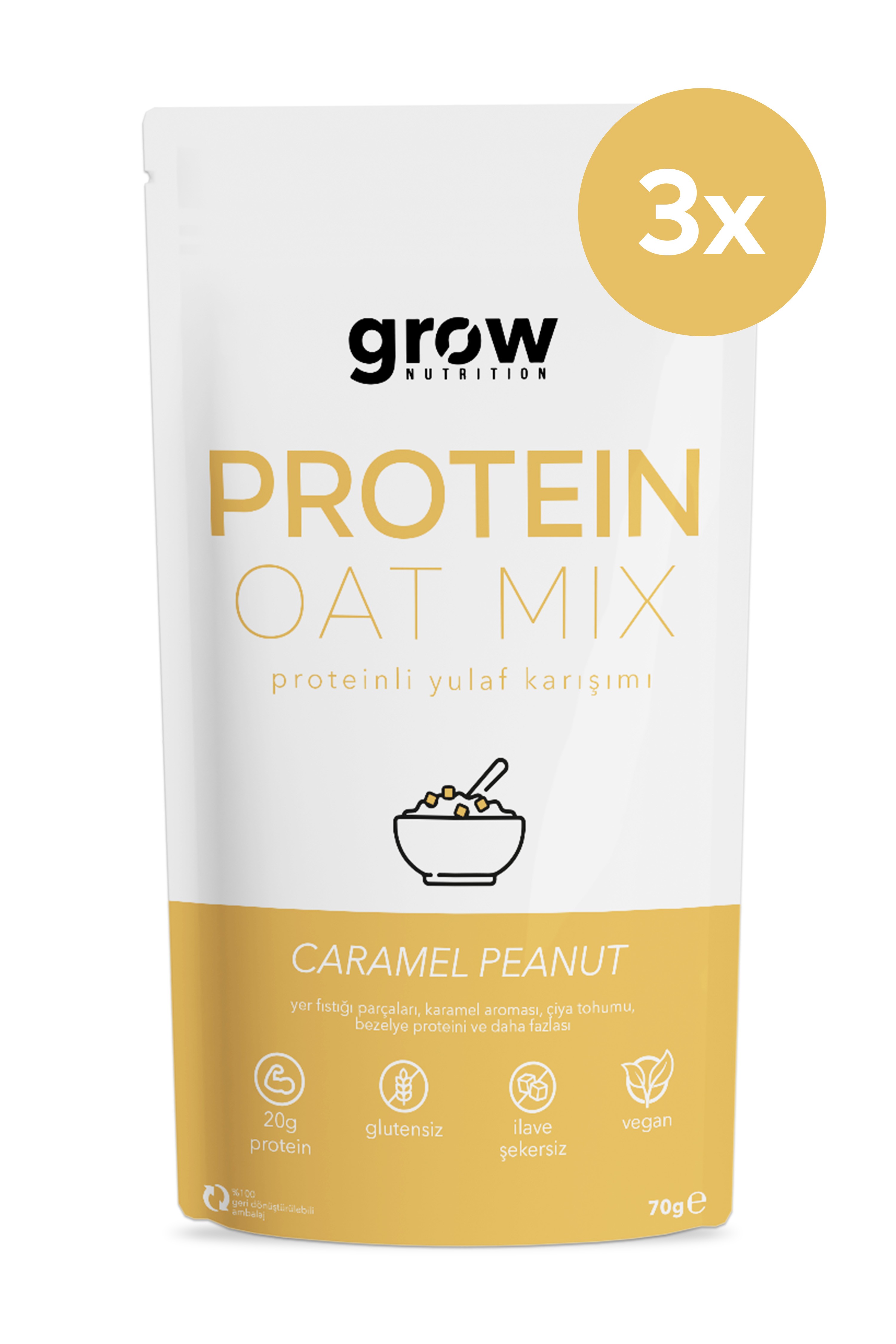 Protein Oat Mix - 3'lü Tanışma Paketi - Caramel Peanut (3'lü)