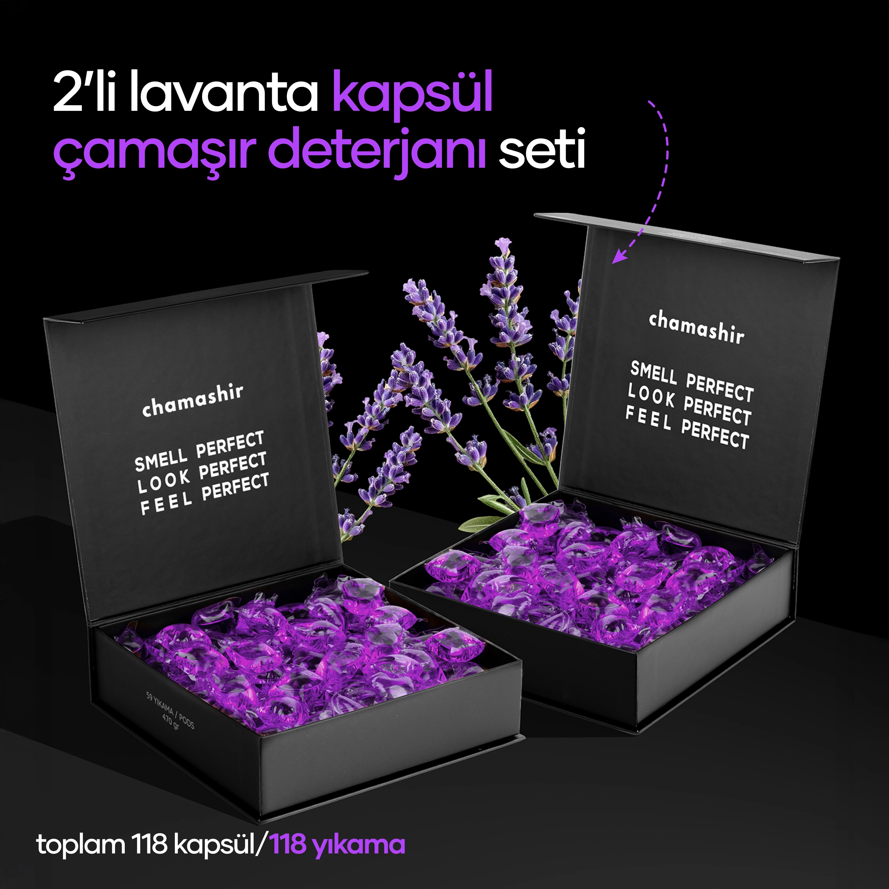 2'li Akdeniz Lavantası Kokulu Kapsül Çamaşır Deterjanı Seti (59 yıkama) - Renkliler ve Beyazlar İçin