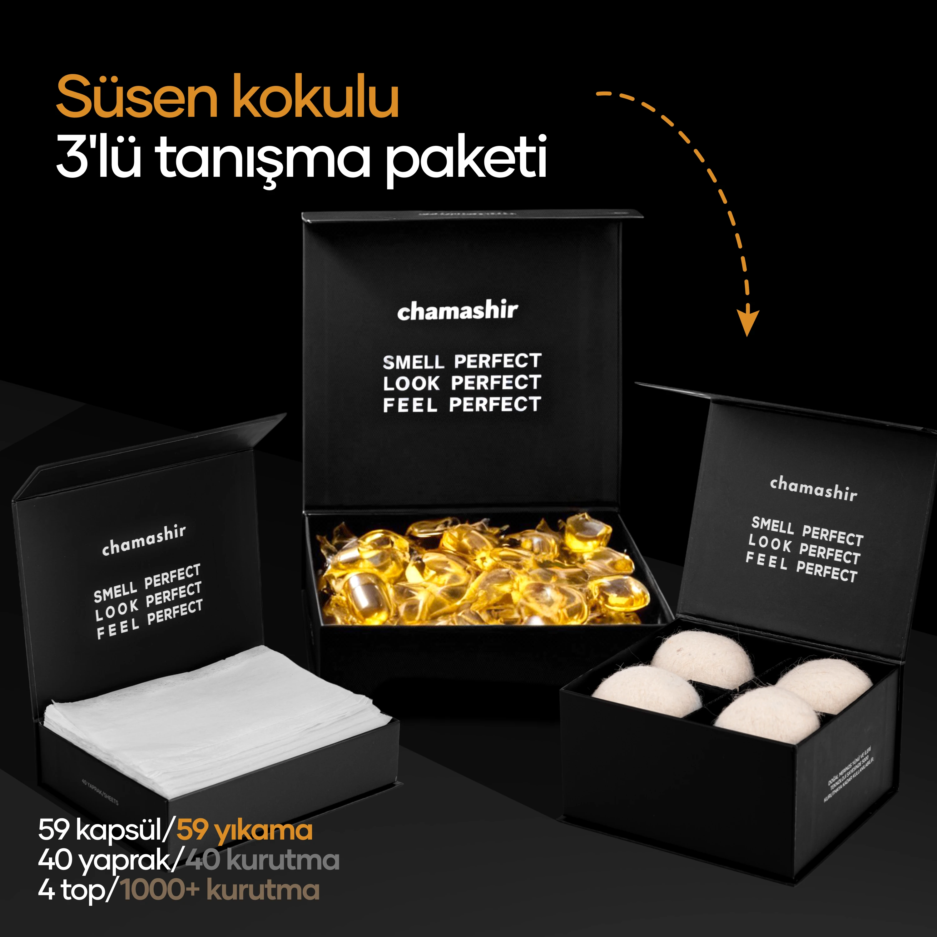 chamashir 3'lü TANIŞMA PAKETİ - CAPE TOWN FREESIA - KURUTMA MENDİLİ - YÜN KURUTMA TOPU