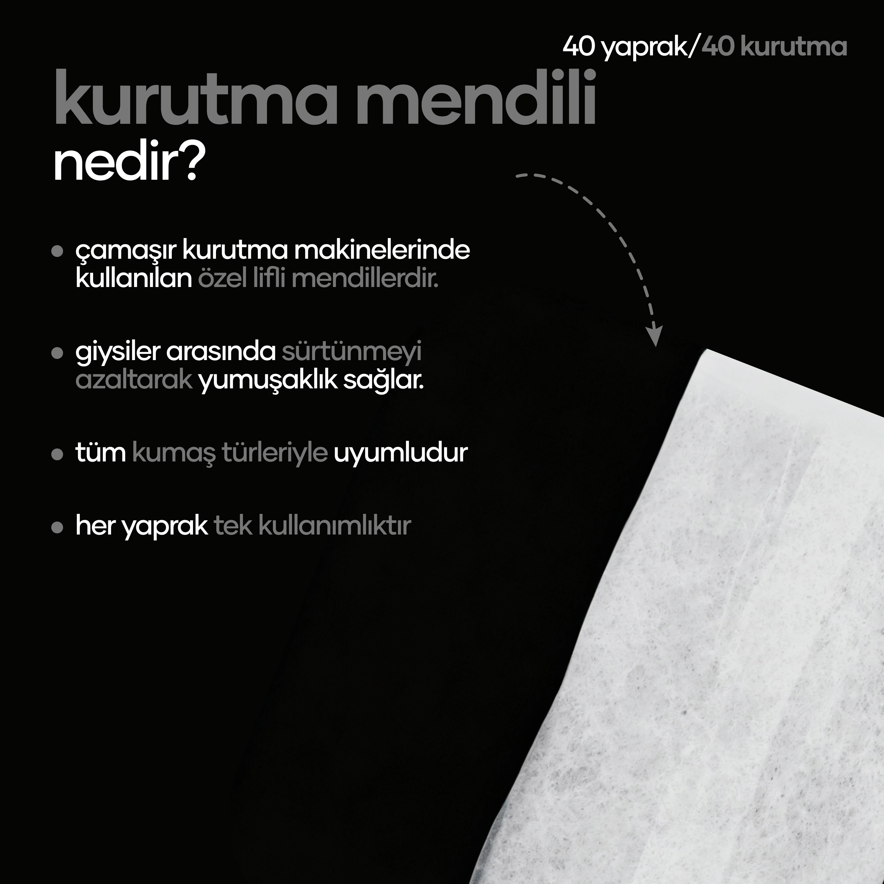 Çamaşır Kurutma Mendili 40 Yaprak