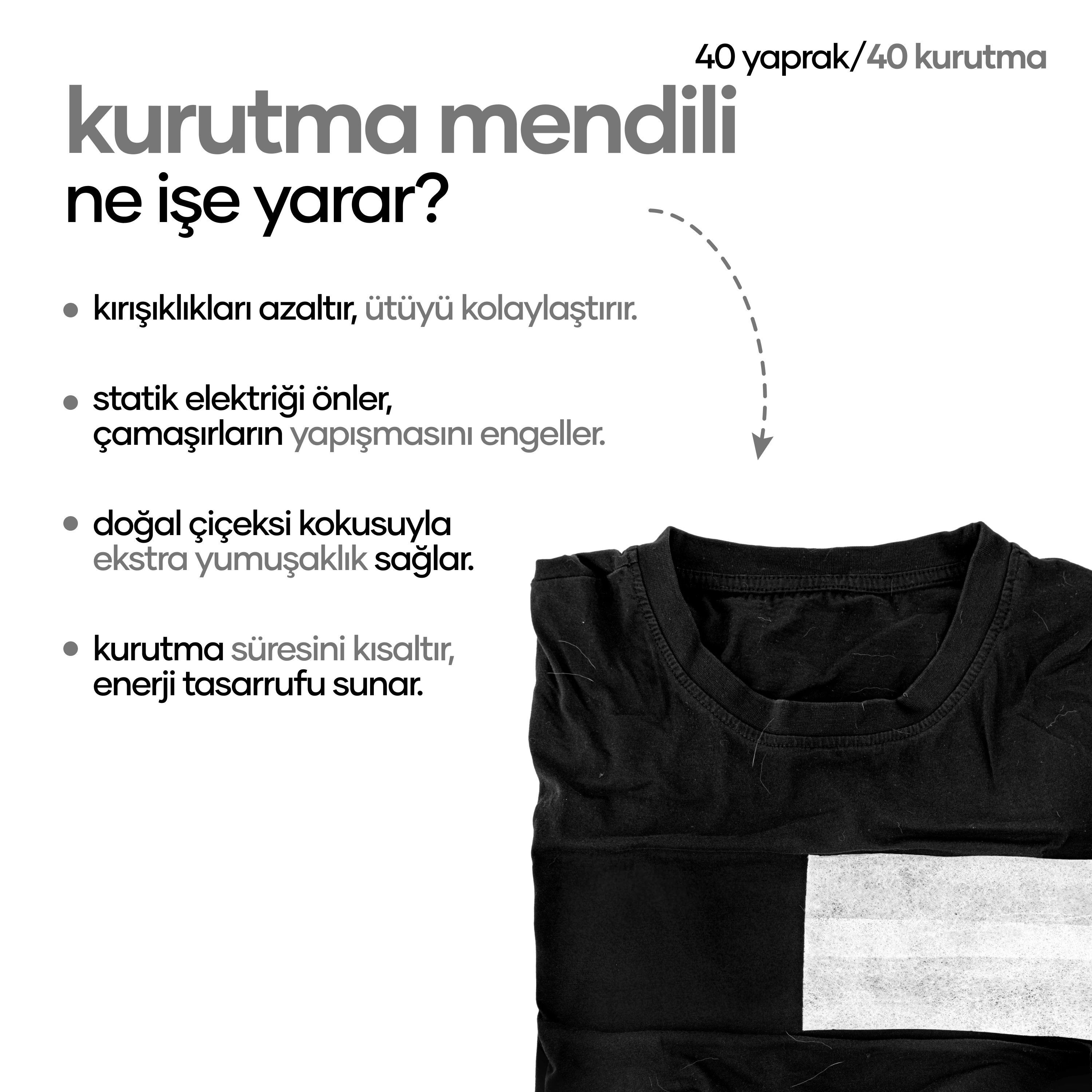 Çamaşır Kurutma Mendili 40 Yaprak