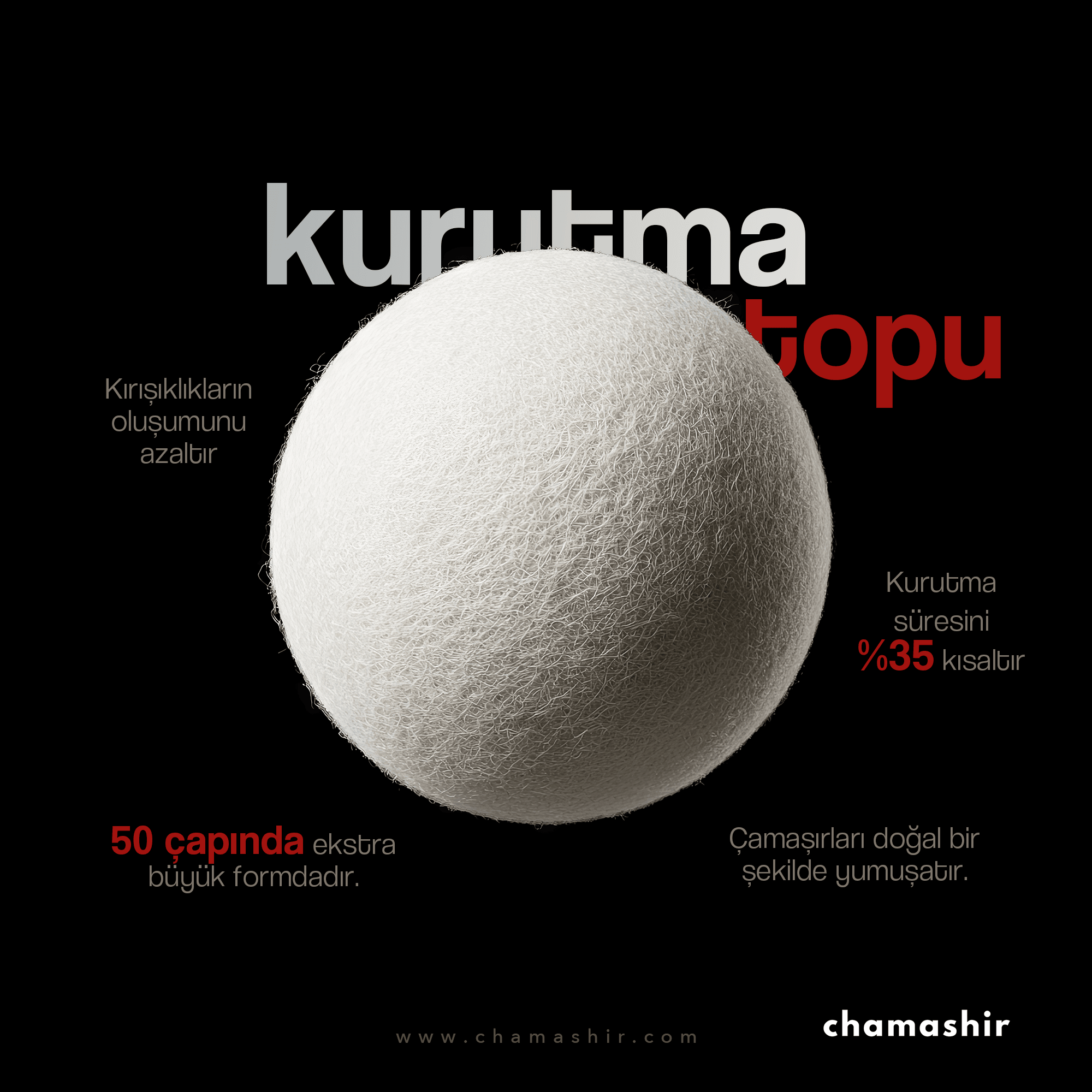 4'lü Doğal Yün Kurutma Topu ve Kurutma Mendili Seti
