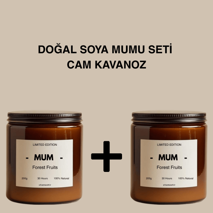 2'li Set Doğal Orman Meyveli Kokulu Soya Mumu – 200g Cam Kavanoz, 