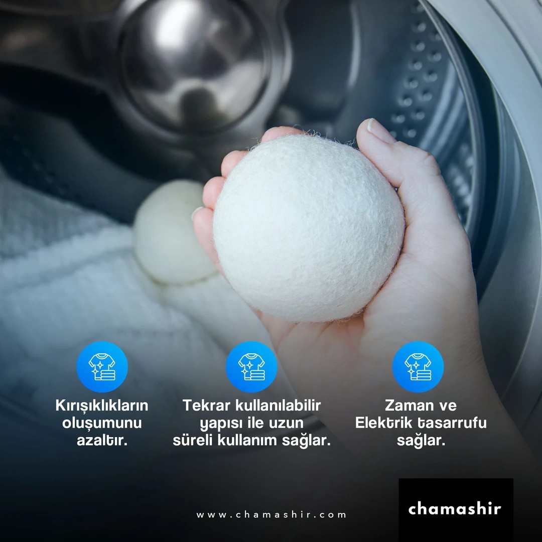 4'lü Kurutma Makinesi Topu - %100 Doğal Merinos Yünü 