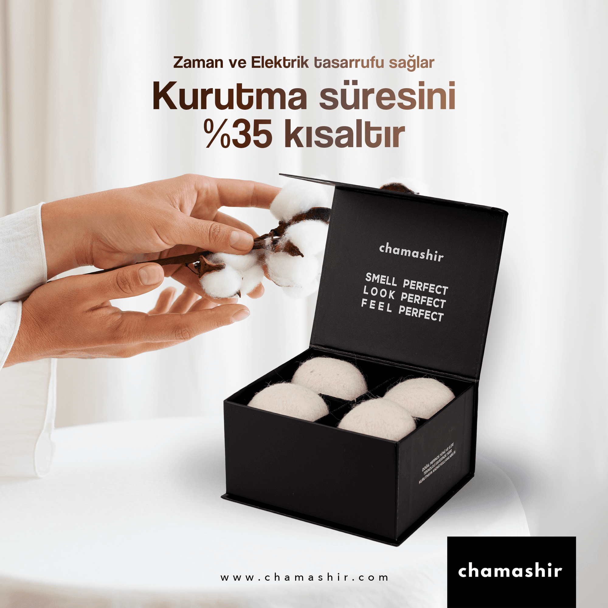 4'lü Doğal Yün Kurutma Topu ve Kurutma Mendili Seti