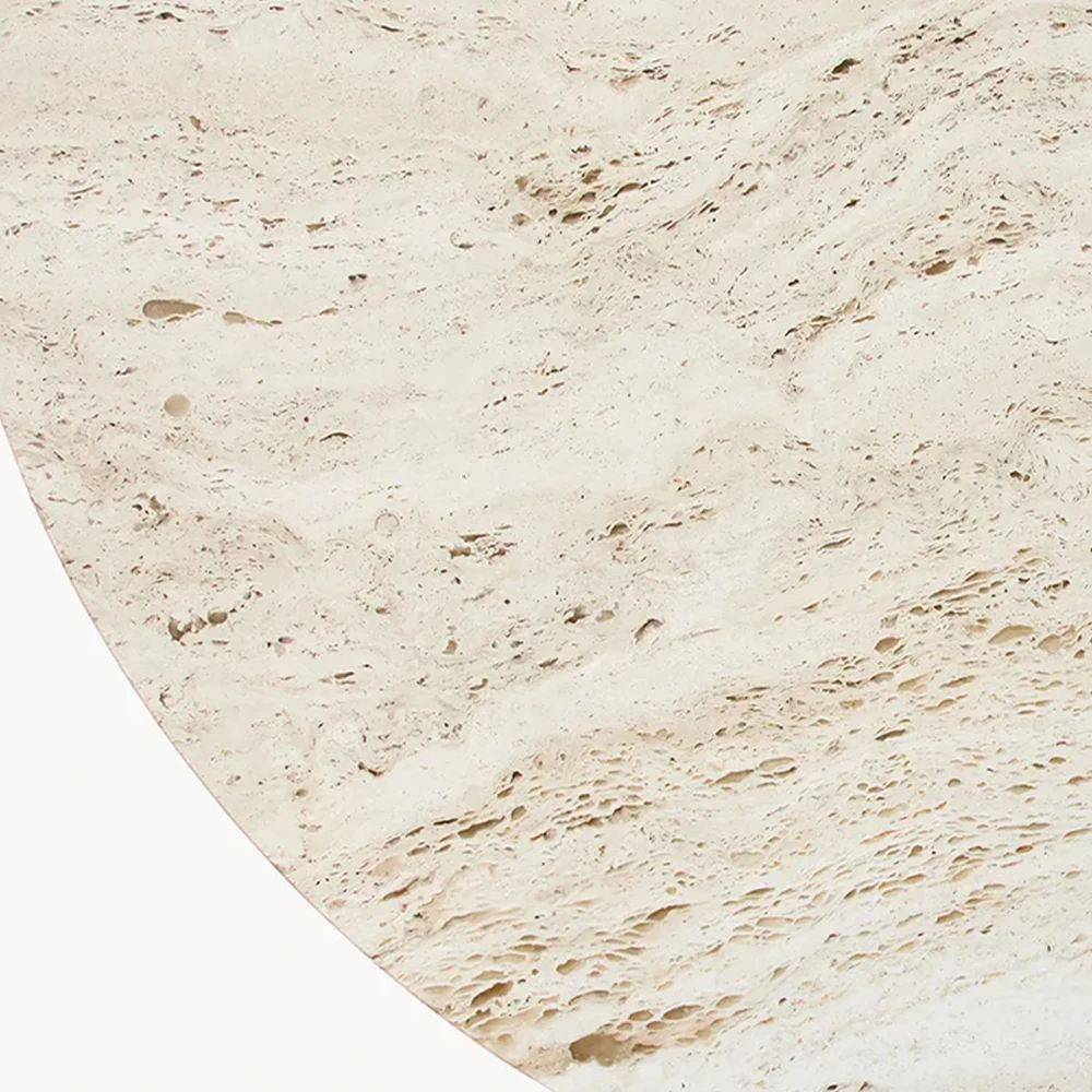 Yuvarlak Traverten Mermer Altıgen Ayaklı Yemek Masası