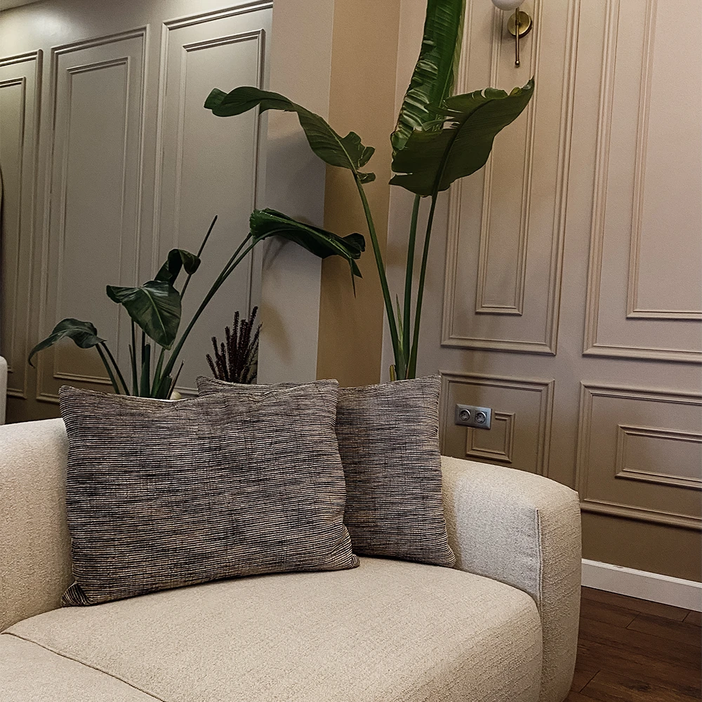 Yüksek Kaliteli Gri Desenli Kırlent Yastık Kılıfı