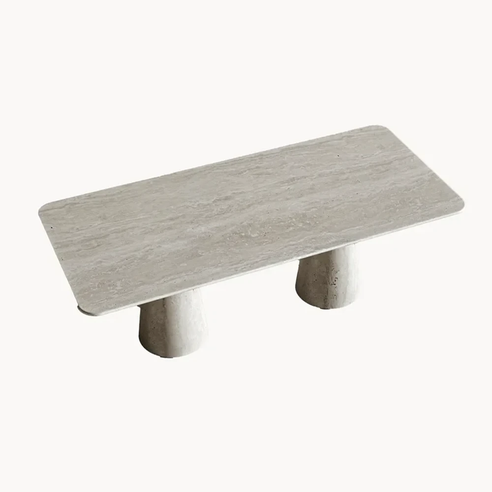 DİKDÖRTGEN TRAVERTEN YEMEK MASASI