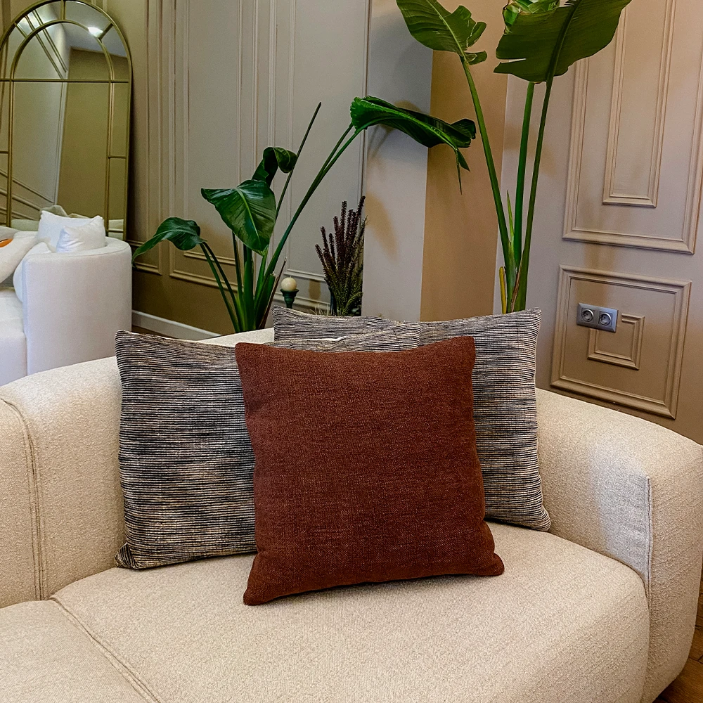 Yüksek Kaliteli Kiremit Rengi Kırlent Yastık Kılıfı