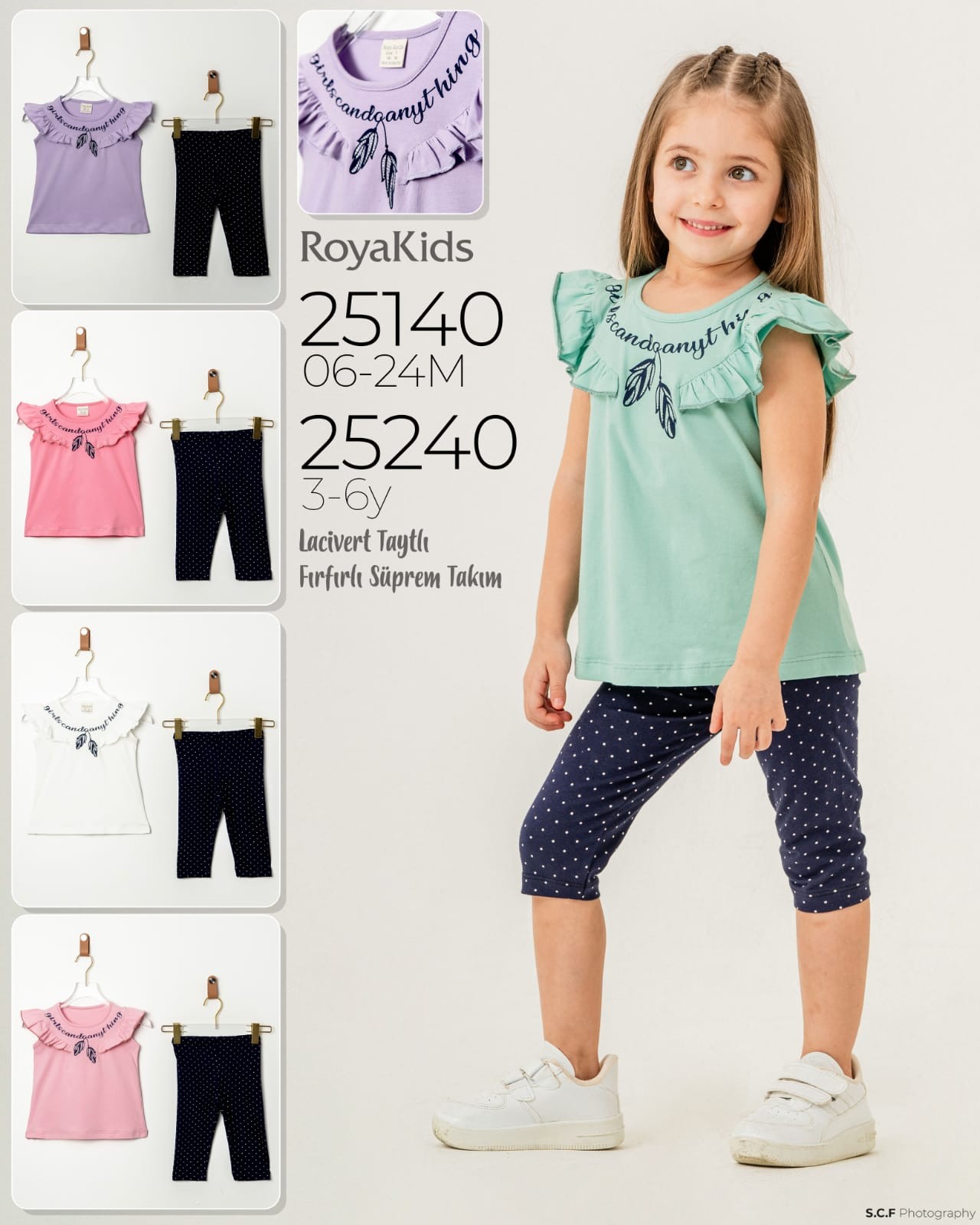 RoyaKids Lacivert Taytlı Fırfır Süprem Takım