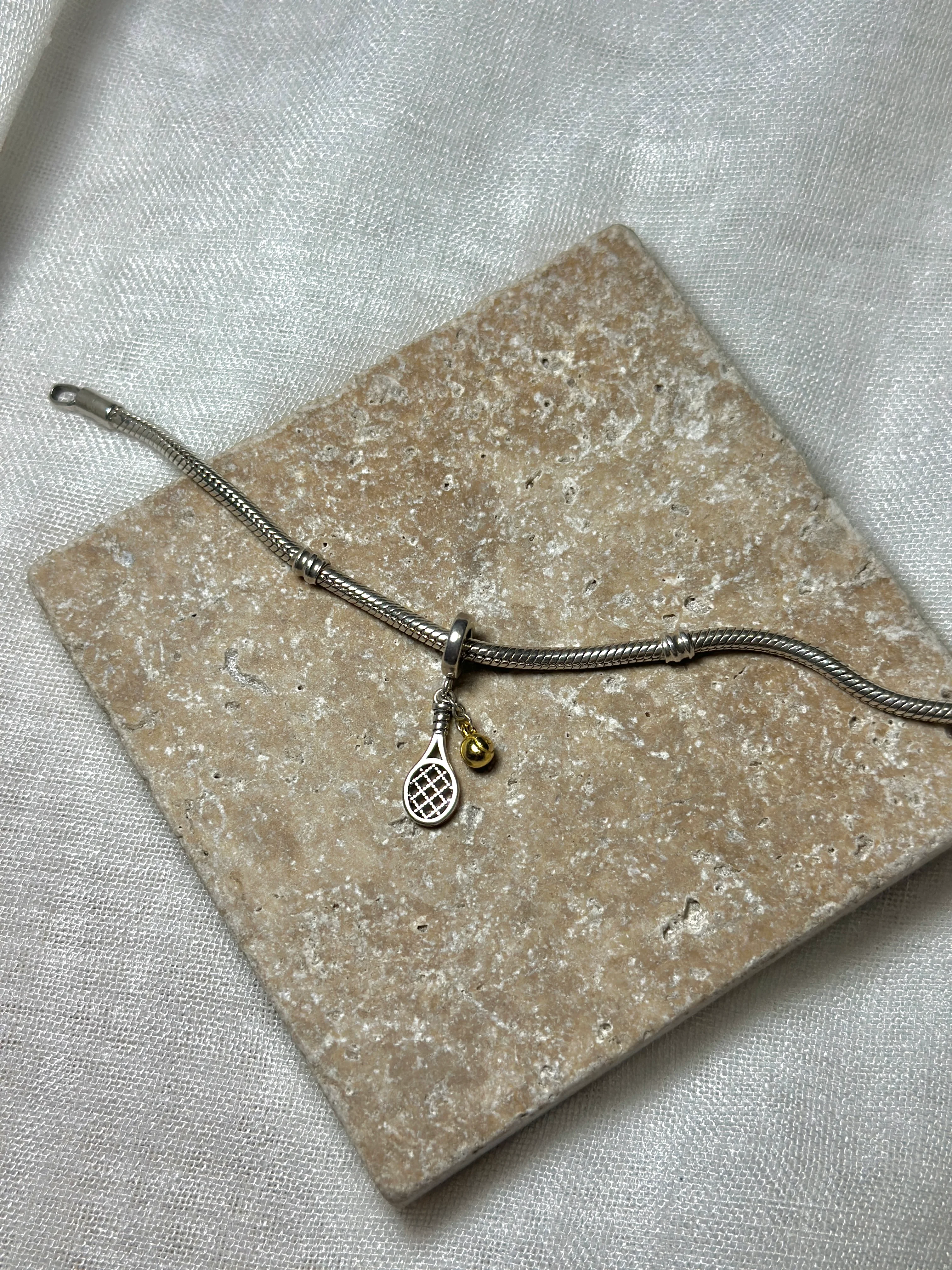 925 Ayar Gümüş Tenis Raketi Charm